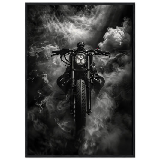 Poster Moto Noir Et Blanc ( 70x100-cm-Bois-noir)