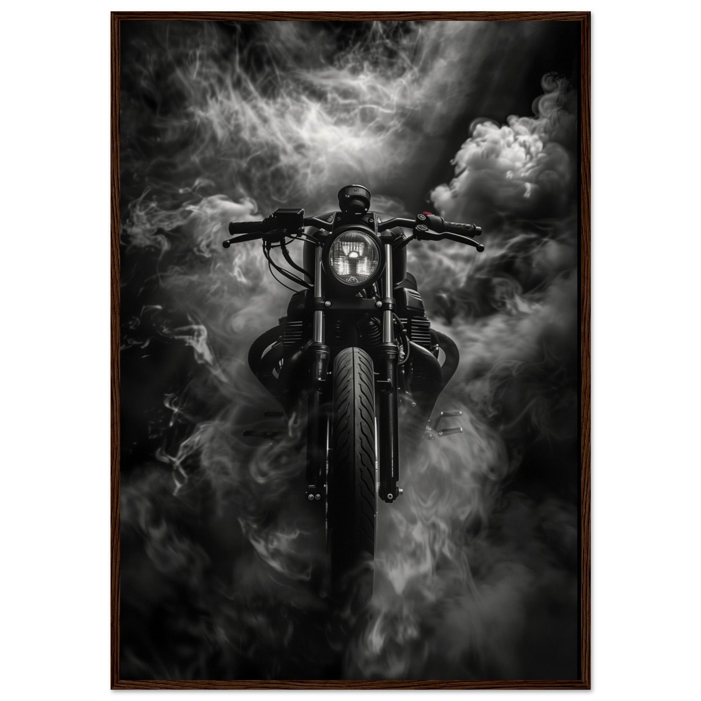 Poster Moto Noir Et Blanc ( 70x100-cm-Bois-foncé)