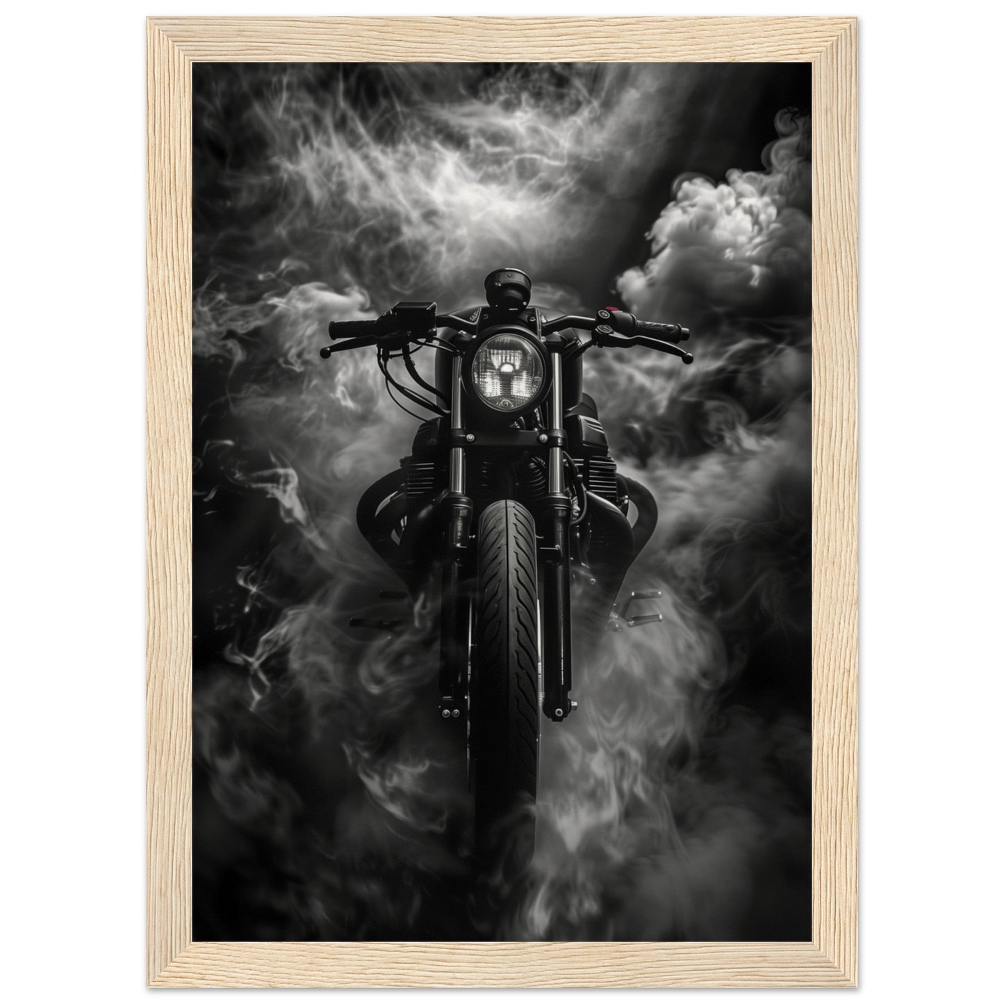 Poster Moto Noir Et Blanc ( 21x29.7-cm-Bois-clair)