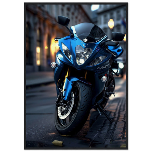 Poster Moto Suzuki ( 70x100-cm-Bois-noir)