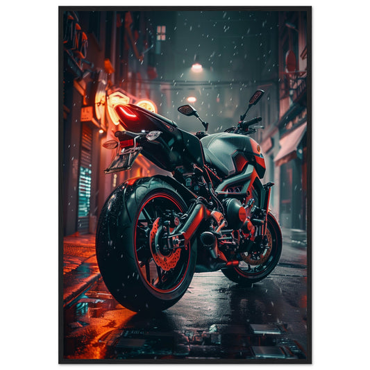 Poster Moto Yamaha ( 70x100-cm-Bois-noir)