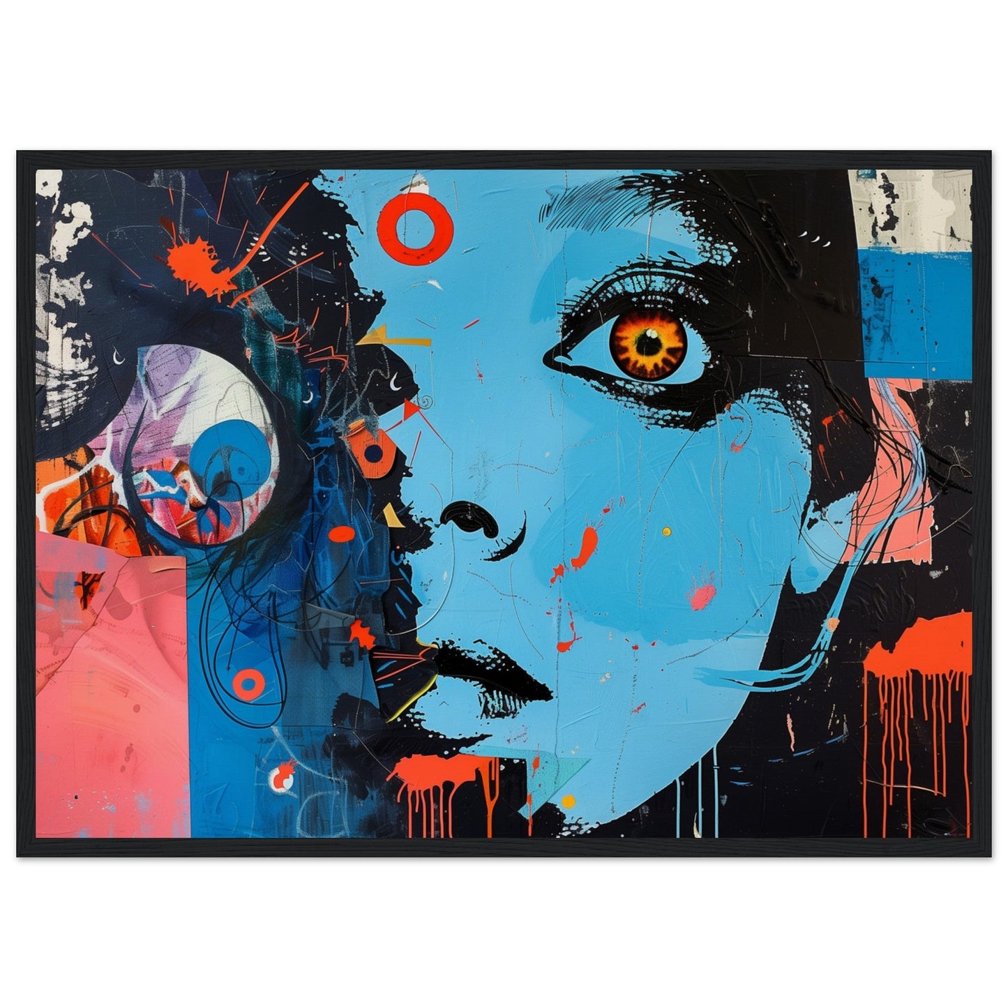 Poster Mural Bleu ( 50x70-cm-Bois-noir)