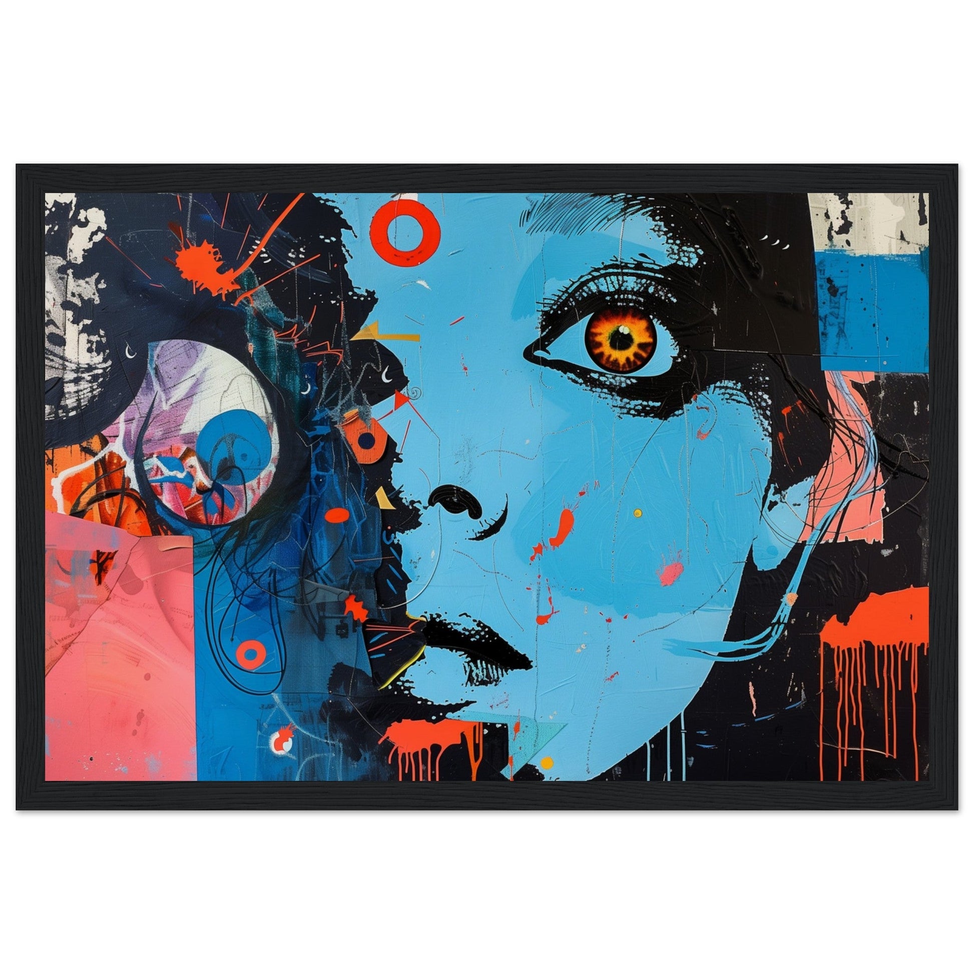 Poster Mural Bleu ( 30x45-cm-Bois-noir)