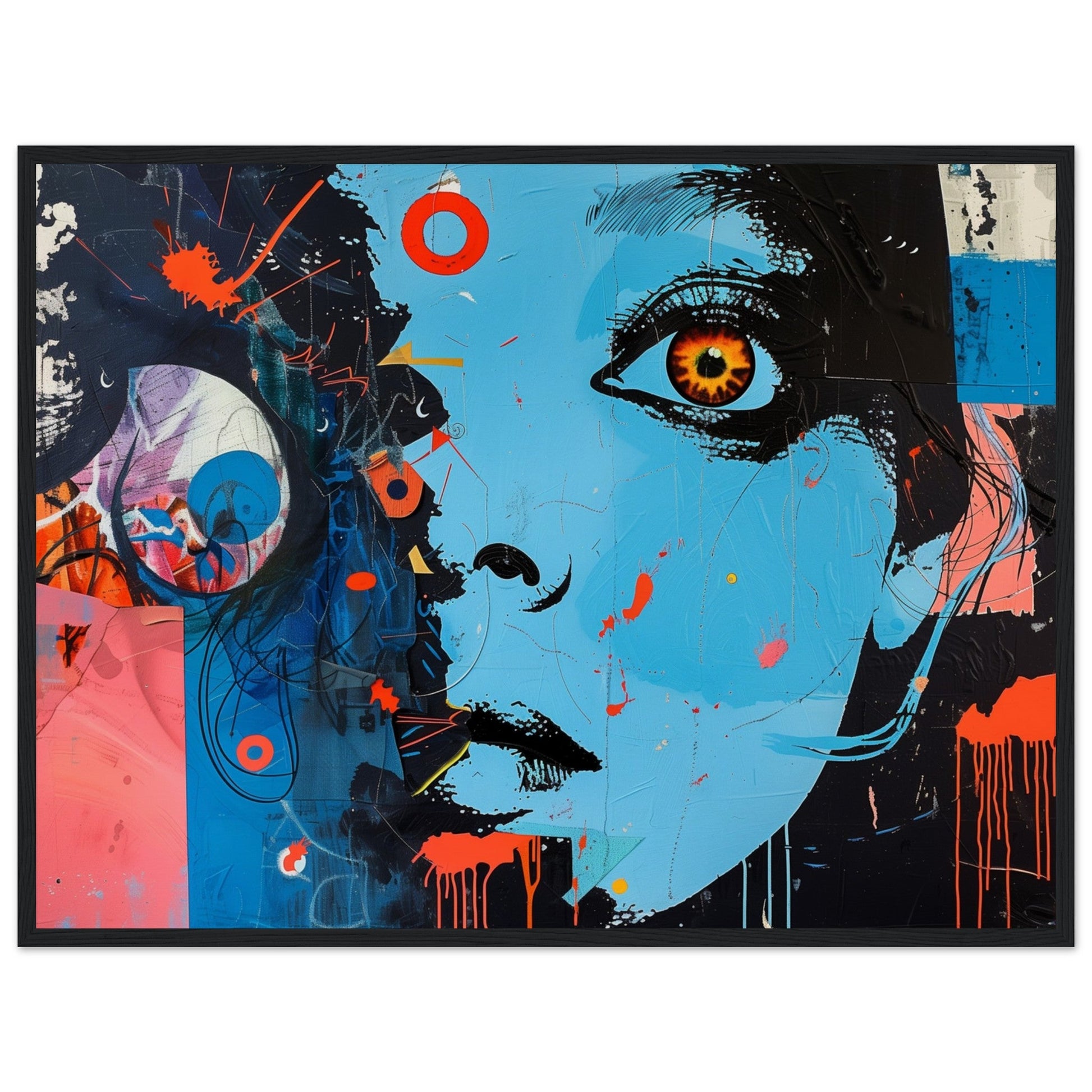 Poster Mural Bleu ( 60x80-cm-Bois-noir)