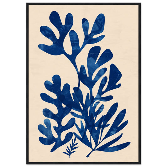 Poster Mural Chambre "Sérénité en Bleu" ( 70x100-cm-Bois-noir)