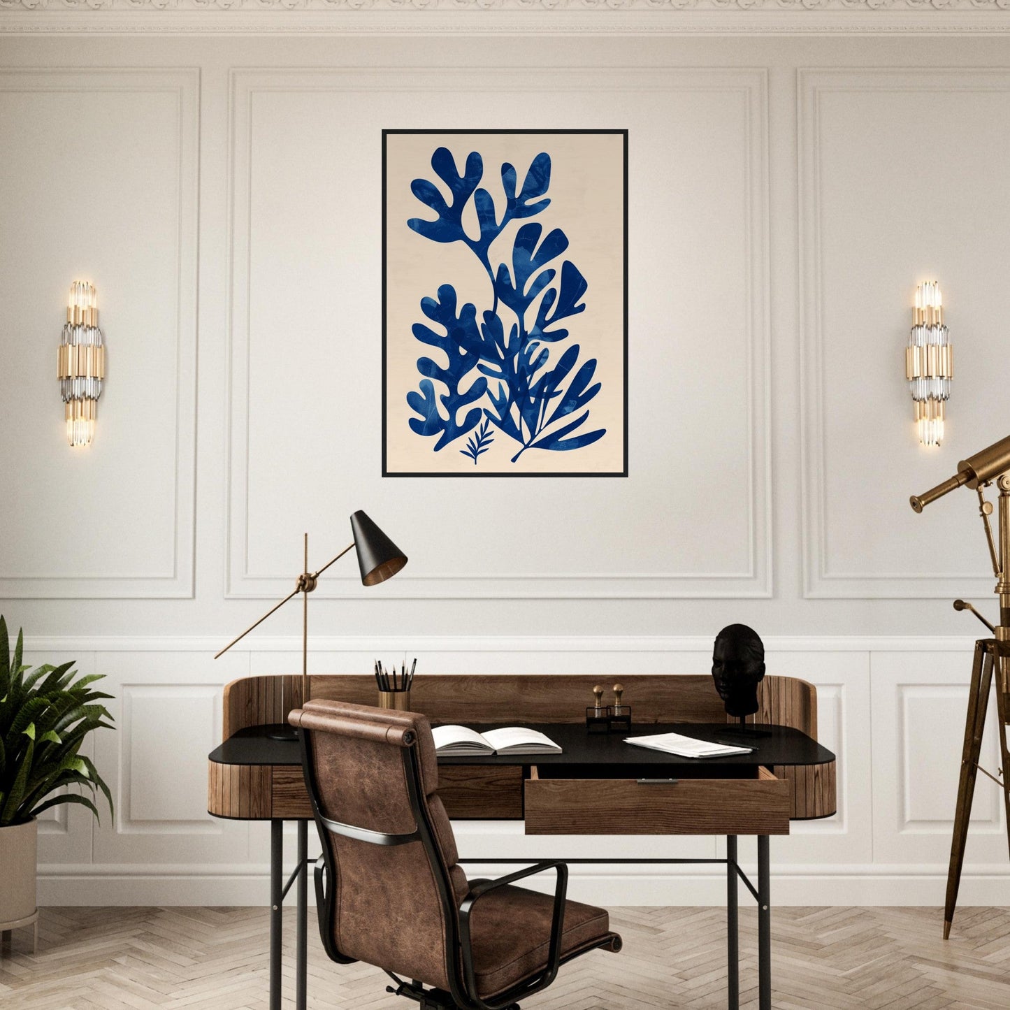 Poster Mural Chambre "Sérénité en Bleu" ( )