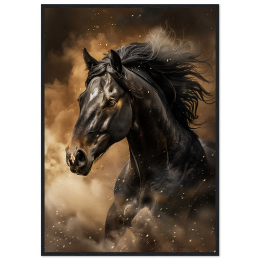 Poster Mural Cheval ( 70x100-cm-Bois-noir)