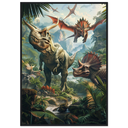 Poster Mural Dinosaure ( 70x100-cm-Bois-noir)