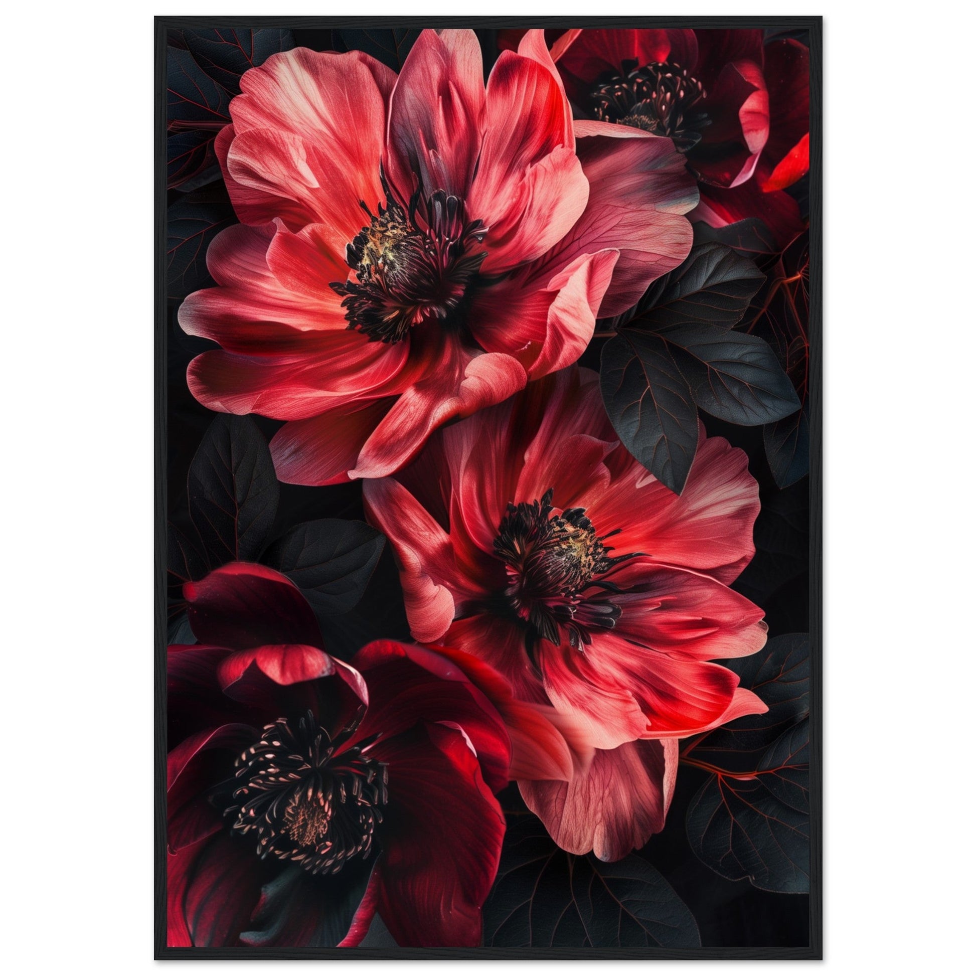 Poster Mural Fleur ( 70x100-cm-Bois-noir)