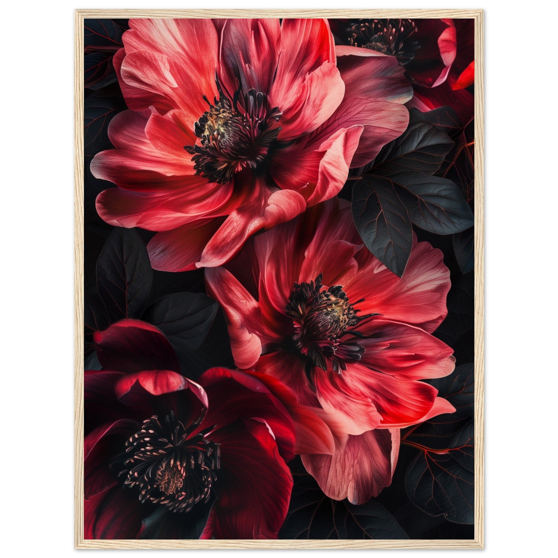 Poster Mural Fleur ( 60x80-cm-Bois-clair)