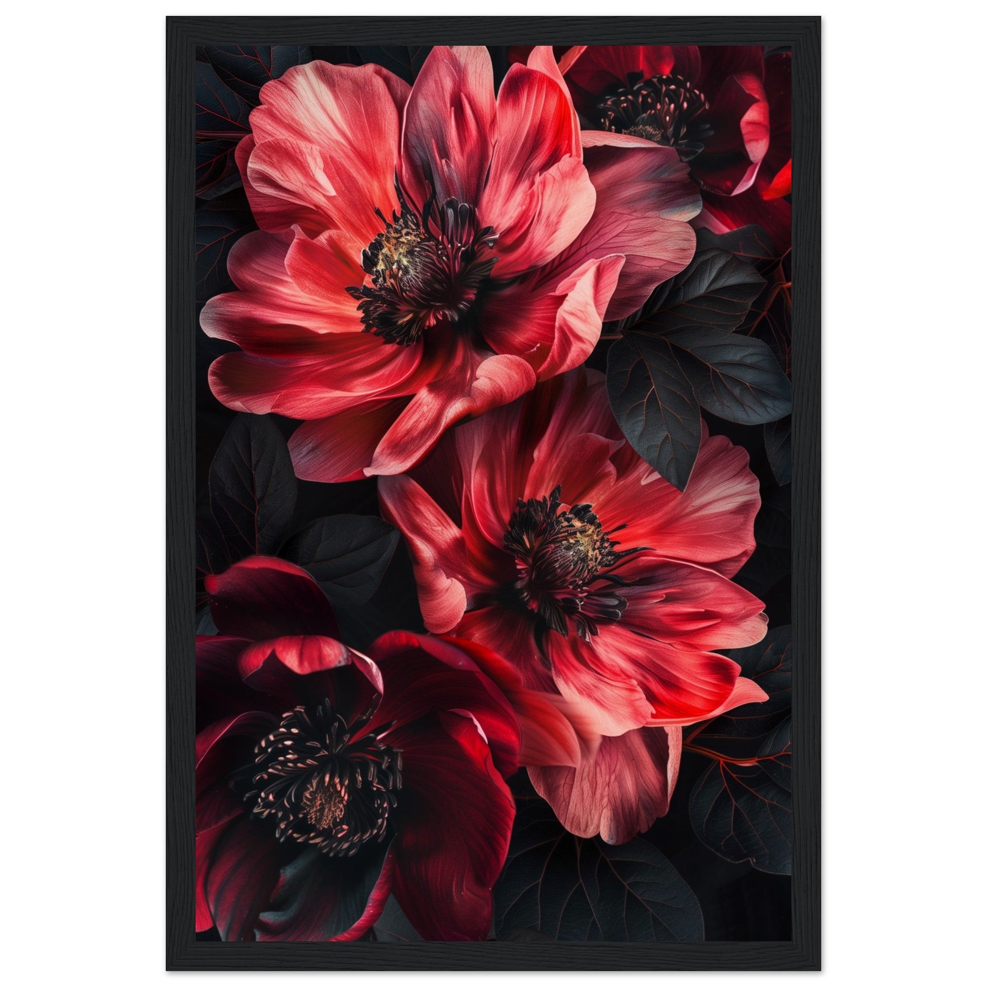 Poster Mural Fleur ( 30x45-cm-Bois-noir)