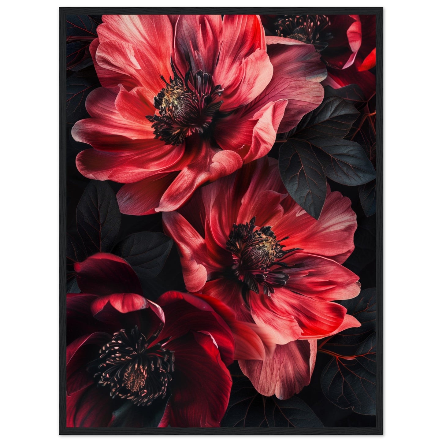 Poster Mural Fleur ( 60x80-cm-Bois-noir)