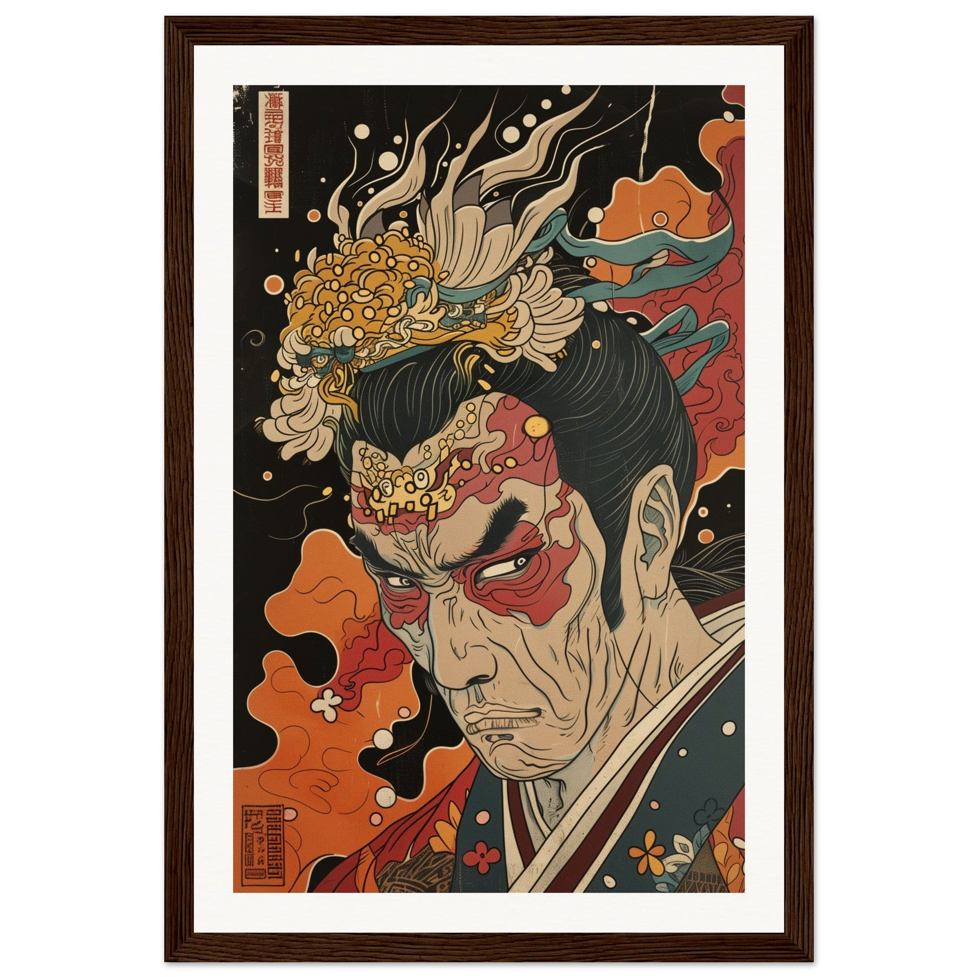 Poster Mural Japonais ( 30x45-cm-Bois-foncé)