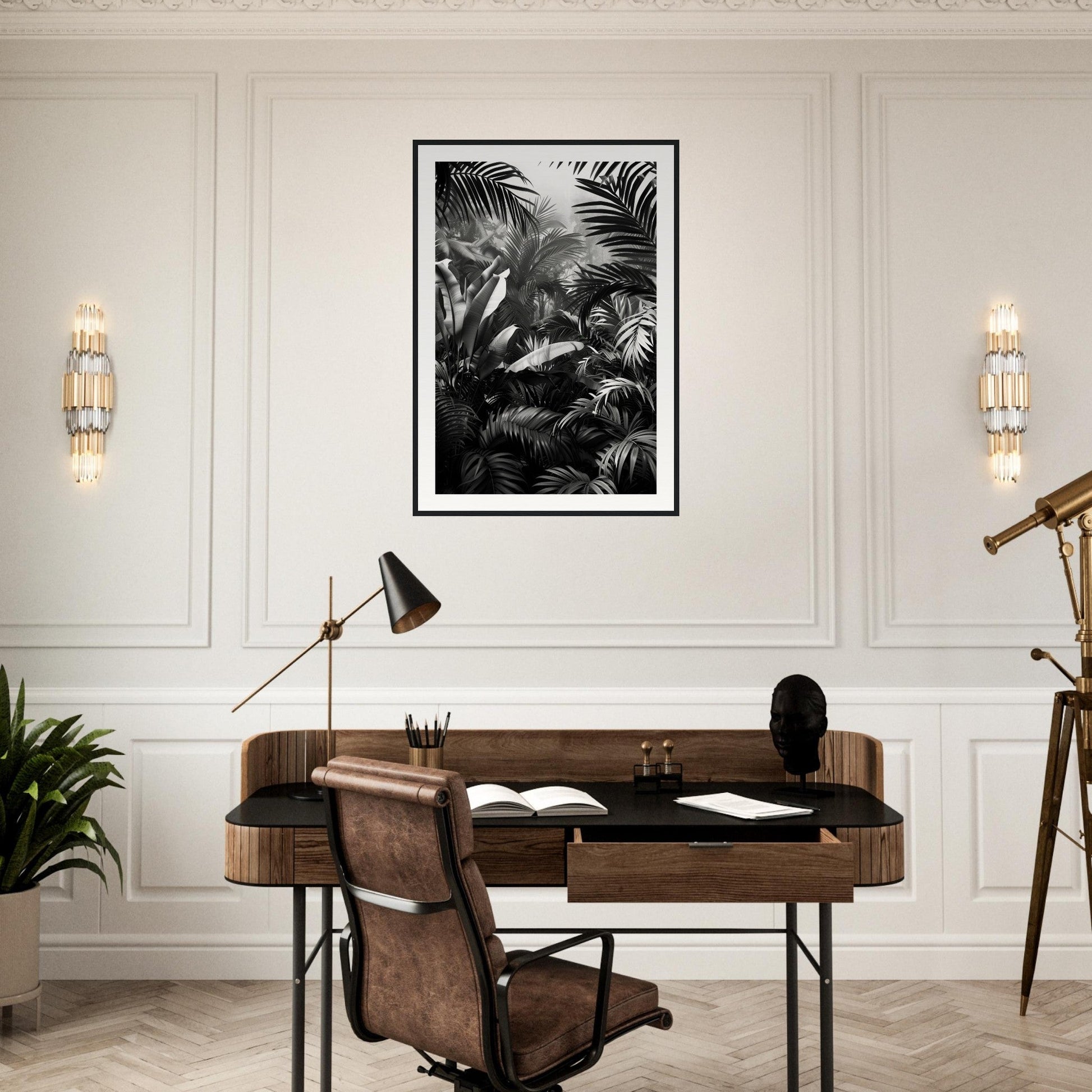 Poster Mural Jungle Noir et Blanc ( )