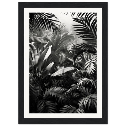 Poster Mural Jungle Noir et Blanc ( 21x29.7-cm-Bois-noir)