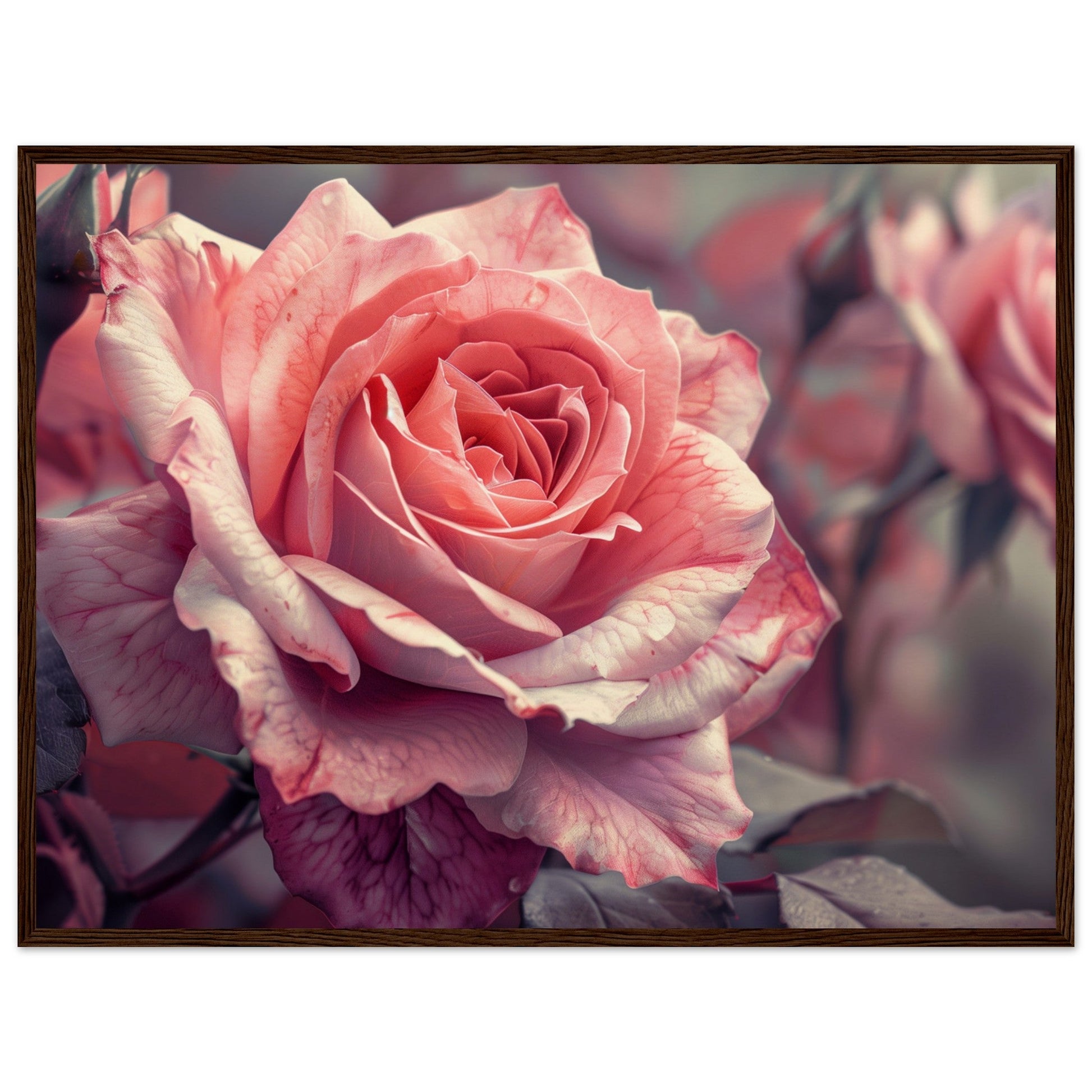 Poster Mural Rose ( 60x80-cm-Bois-foncé)