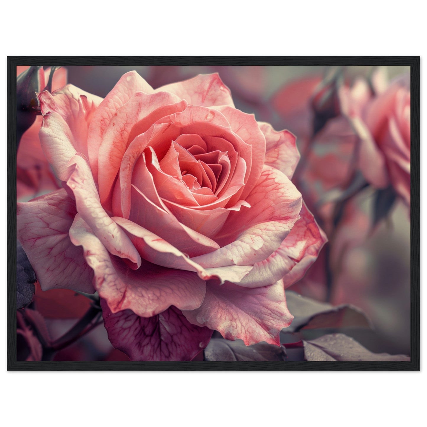 Poster Mural Rose ( 45x60-cm-Bois-noir)