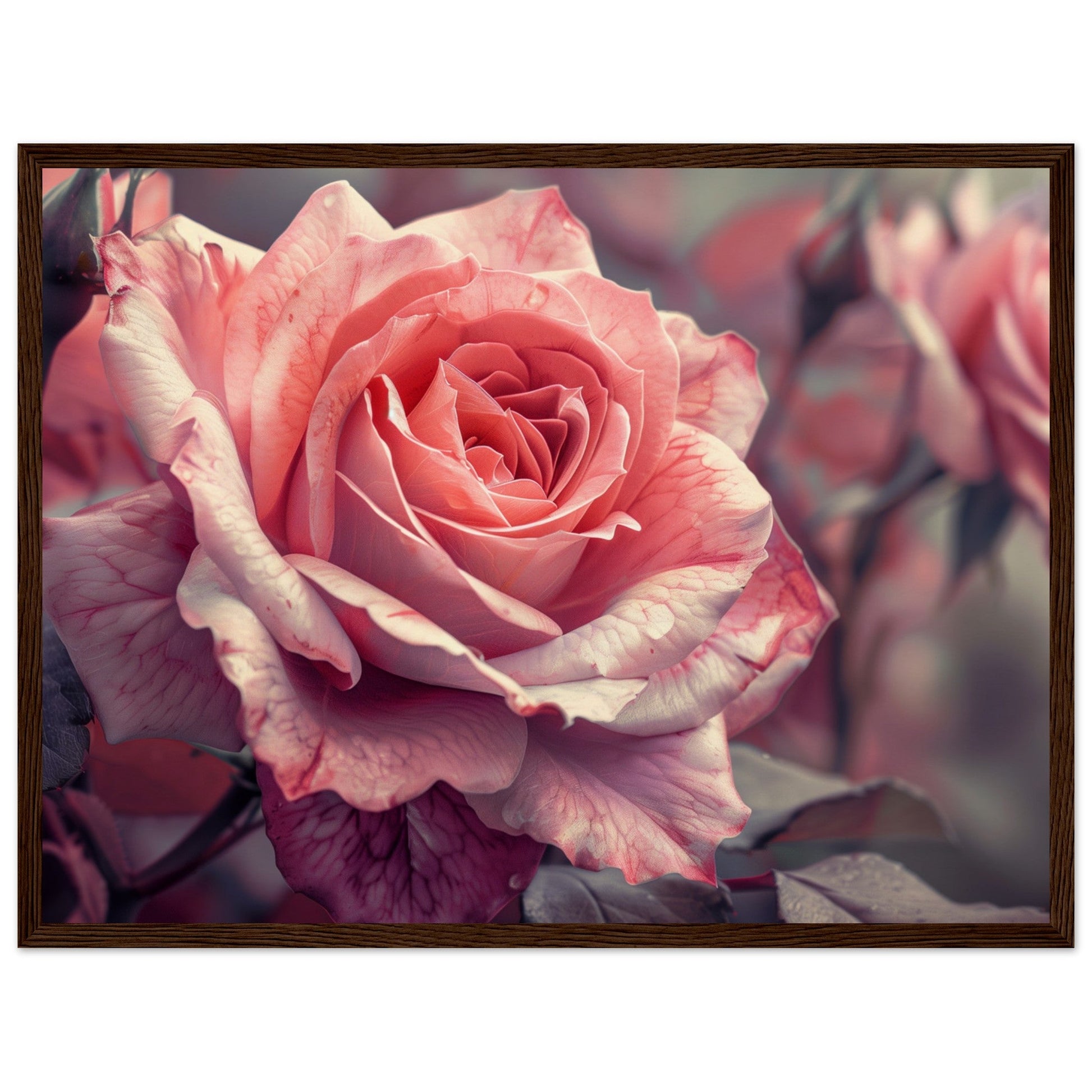 Poster Mural Rose ( 45x60-cm-Bois-foncé)