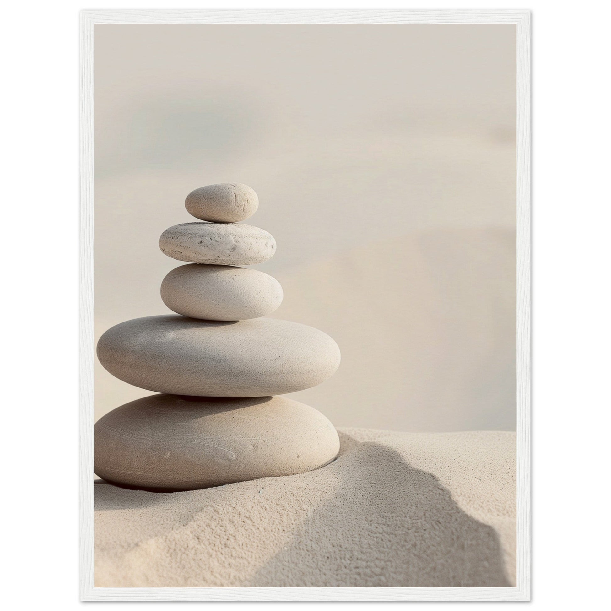 Poster Mural Zen Déco ( 45x60-cm-Bois-blanc)