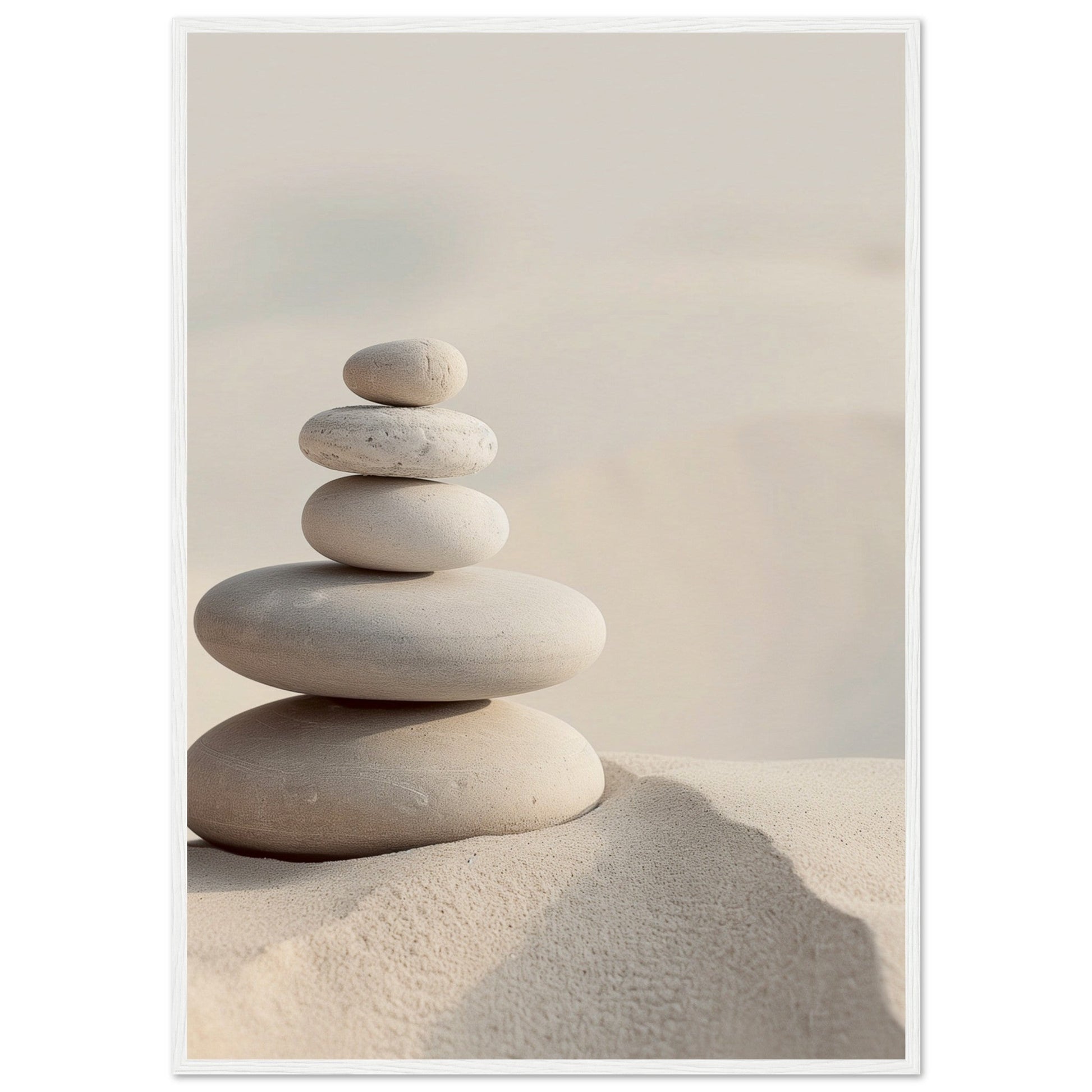 Poster Mural Zen Déco ( 70x100-cm-Bois-blanc)