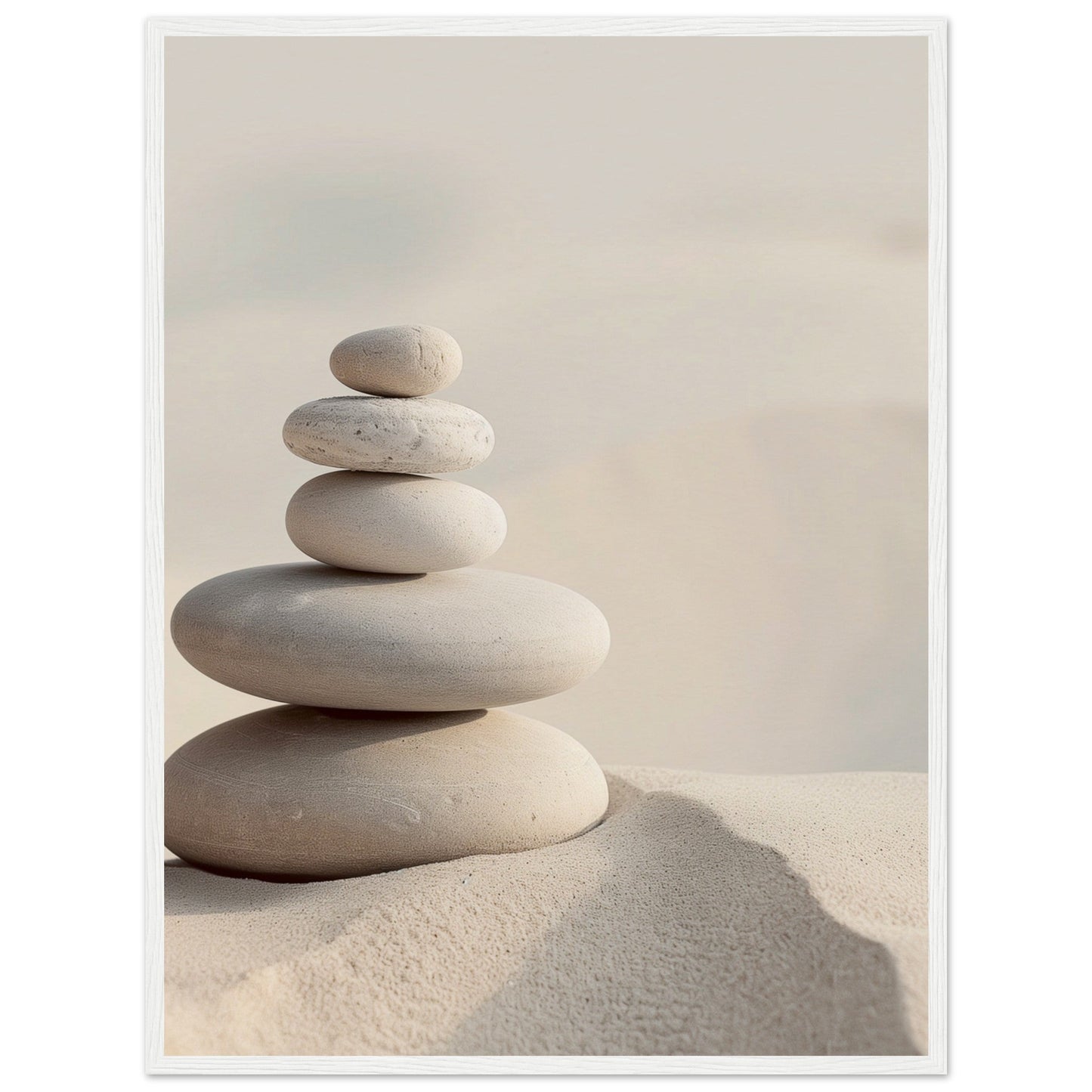 Poster Mural Zen Déco ( 60x80-cm-Bois-blanc)