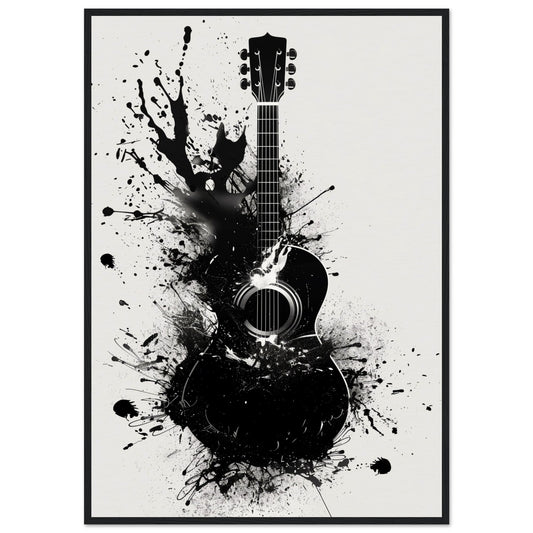 Poster Musique Noir et Blanc ( 70x100-cm-Bois-noir)