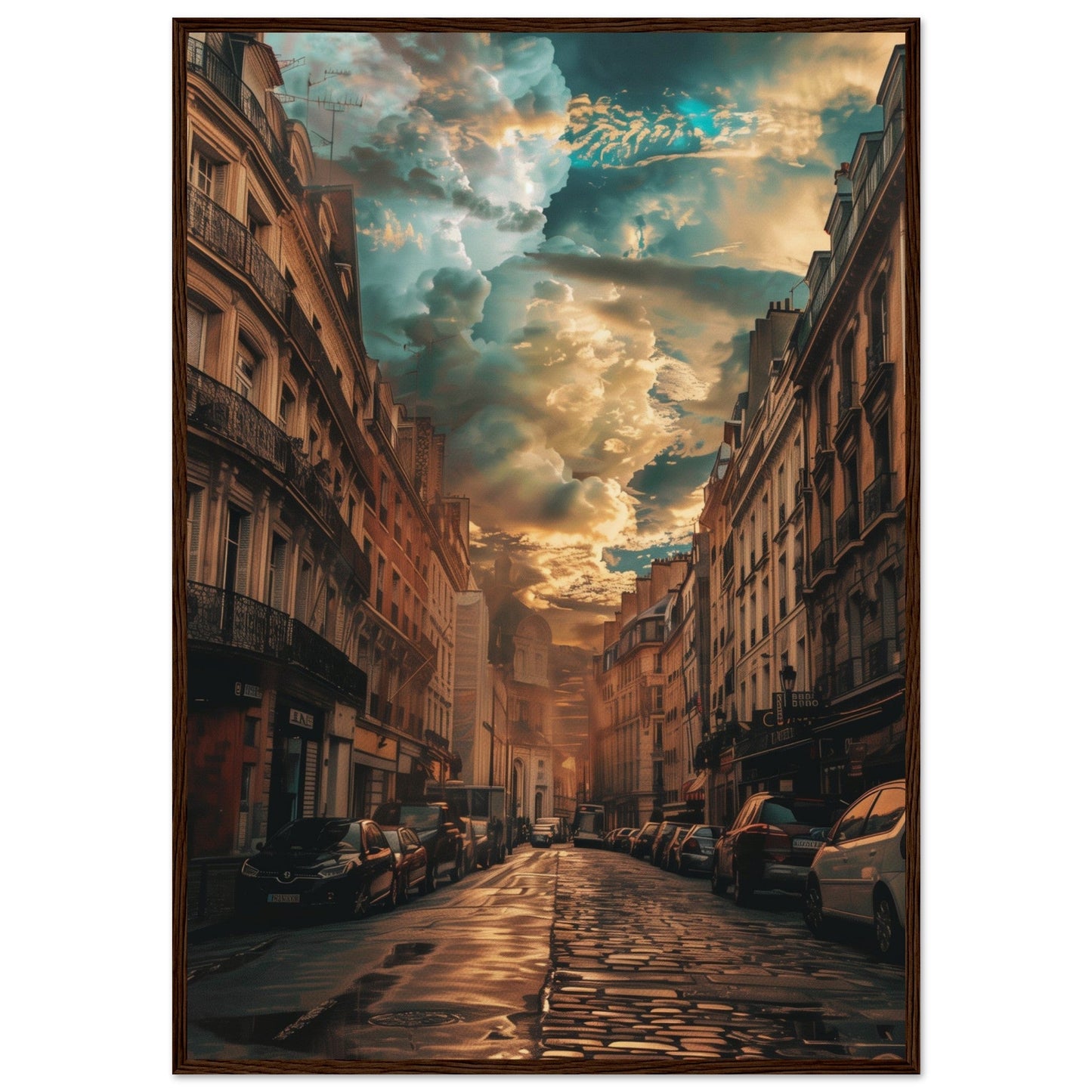 Poster Nantes Art ( 70x100-cm-Bois-foncé)