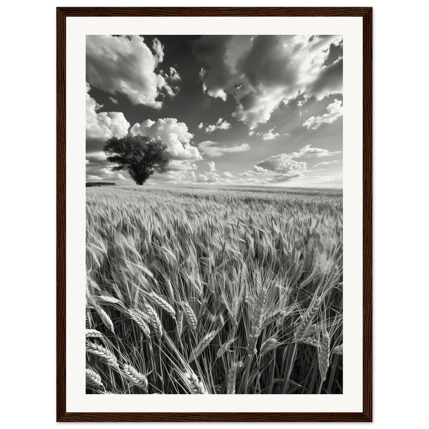 Poster Nature Noir et Blanc ( 45x60-cm-Bois-foncé)