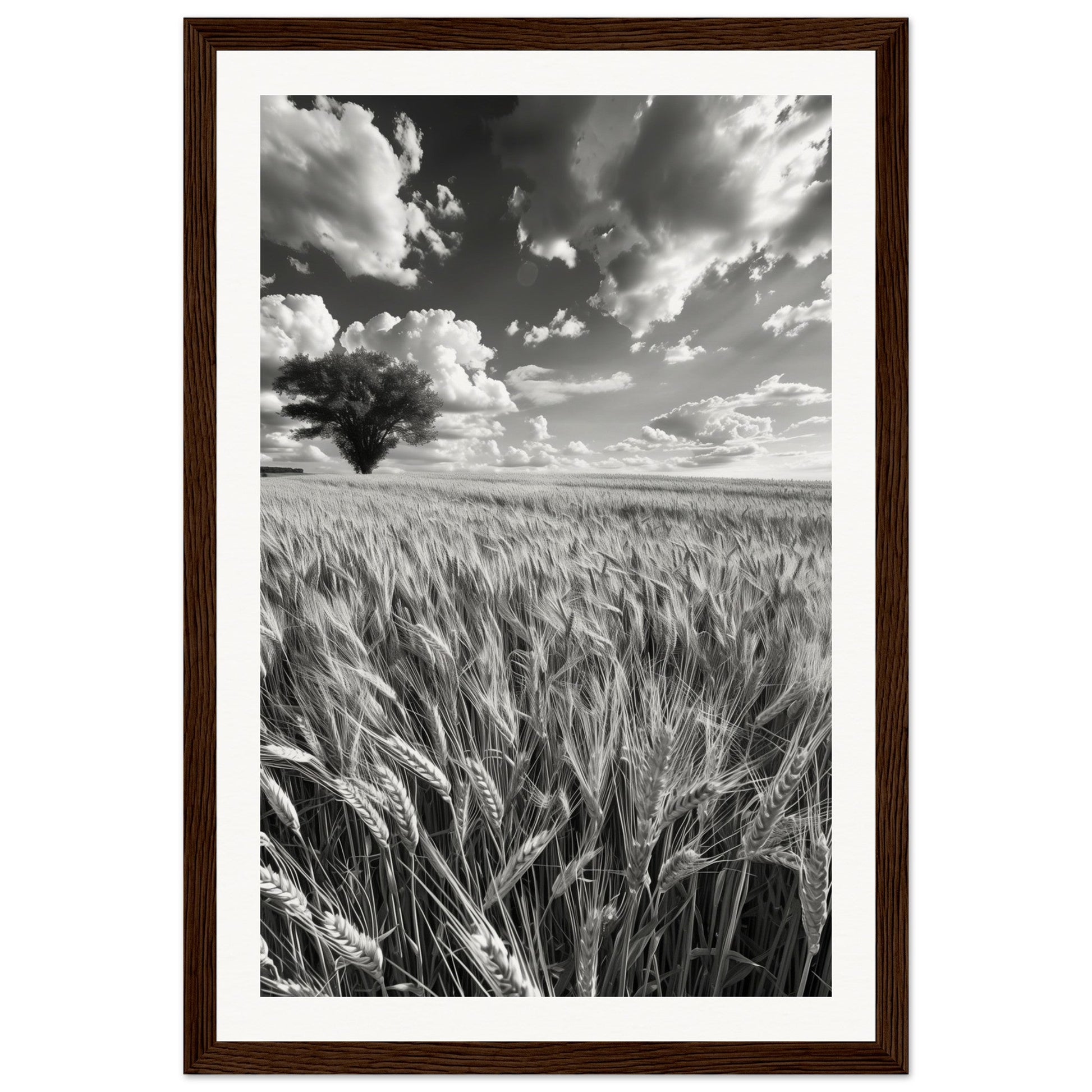 Poster Nature Noir et Blanc ( 30x45-cm-Bois-foncé)