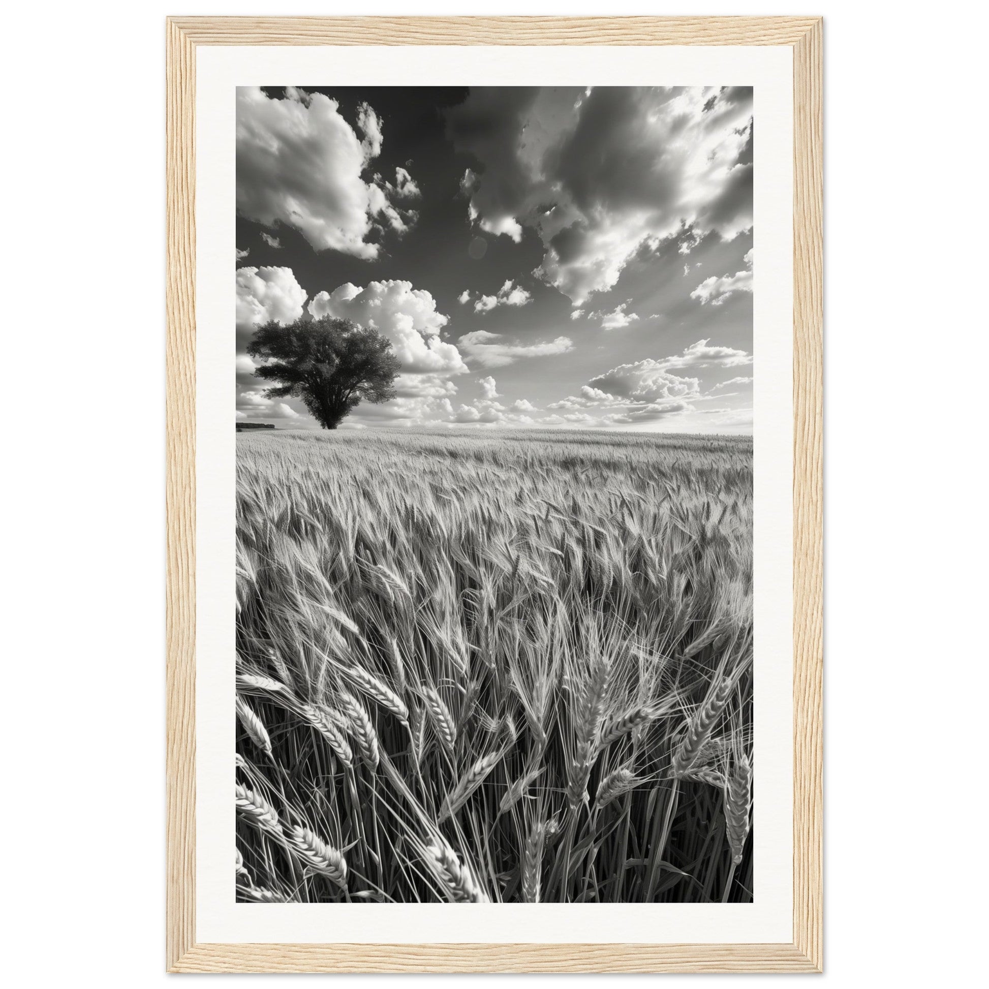 Poster Nature Noir et Blanc ( 30x45-cm-Bois-clair)