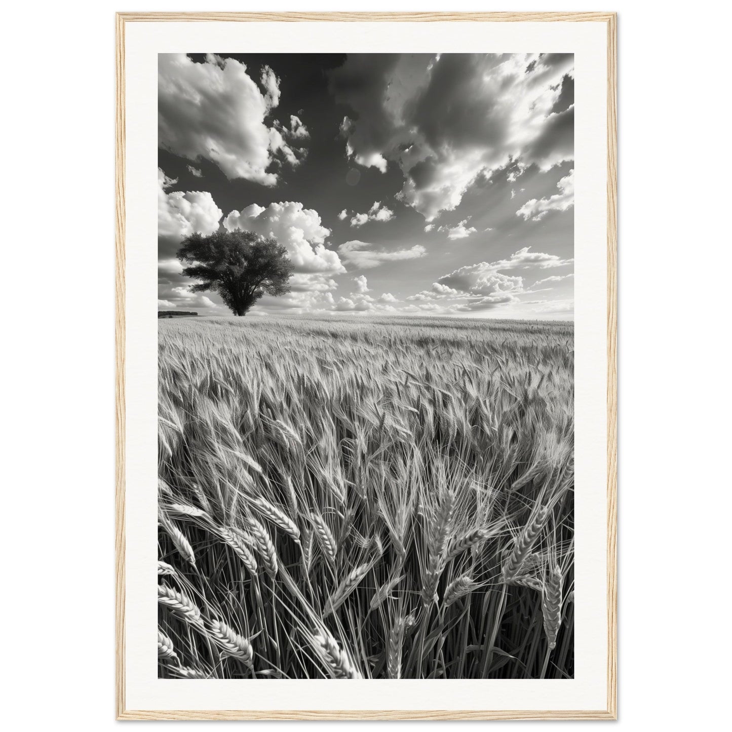 Poster Nature Noir et Blanc ( 70x100-cm-Bois-clair)