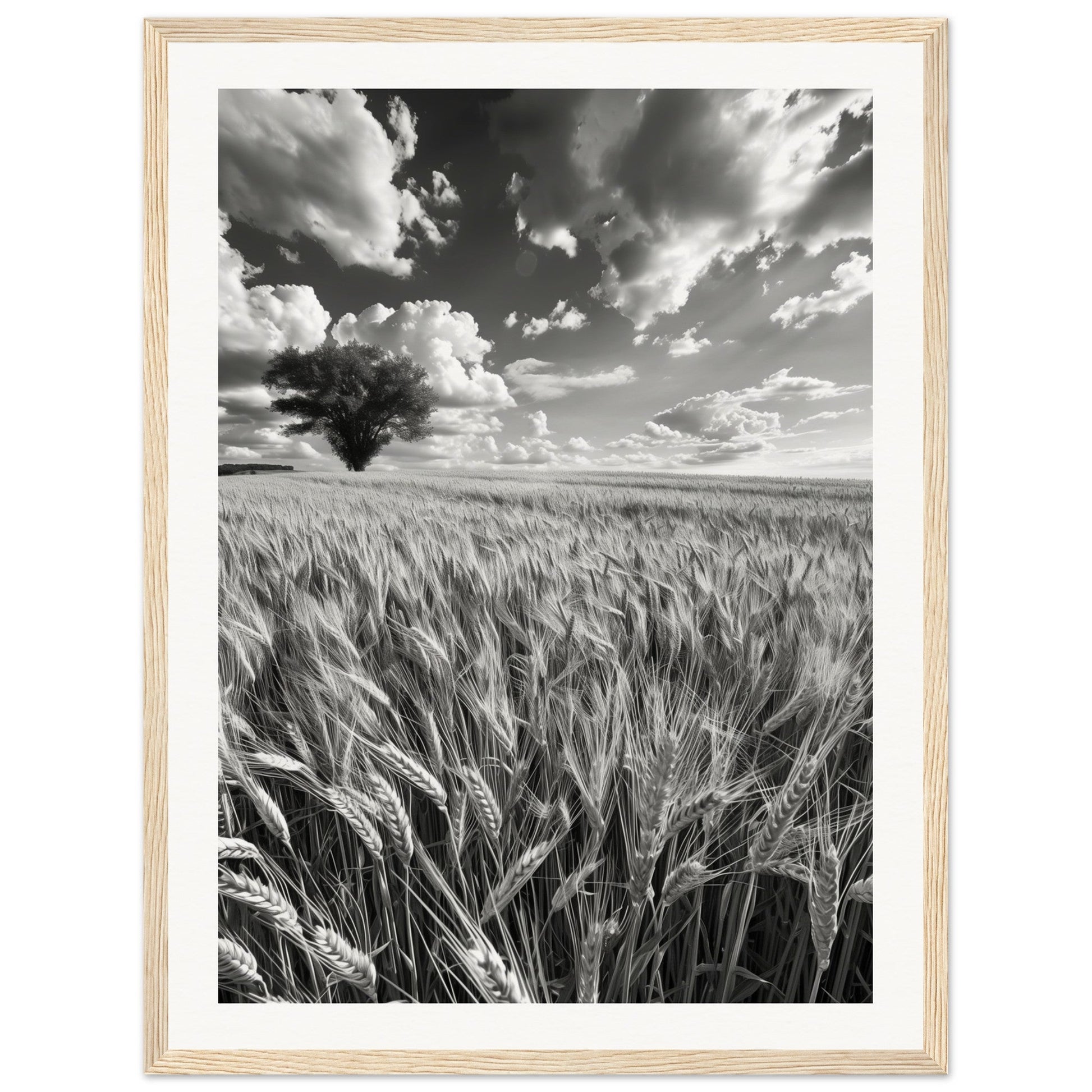 Poster Nature Noir et Blanc ( 45x60-cm-Bois-clair)