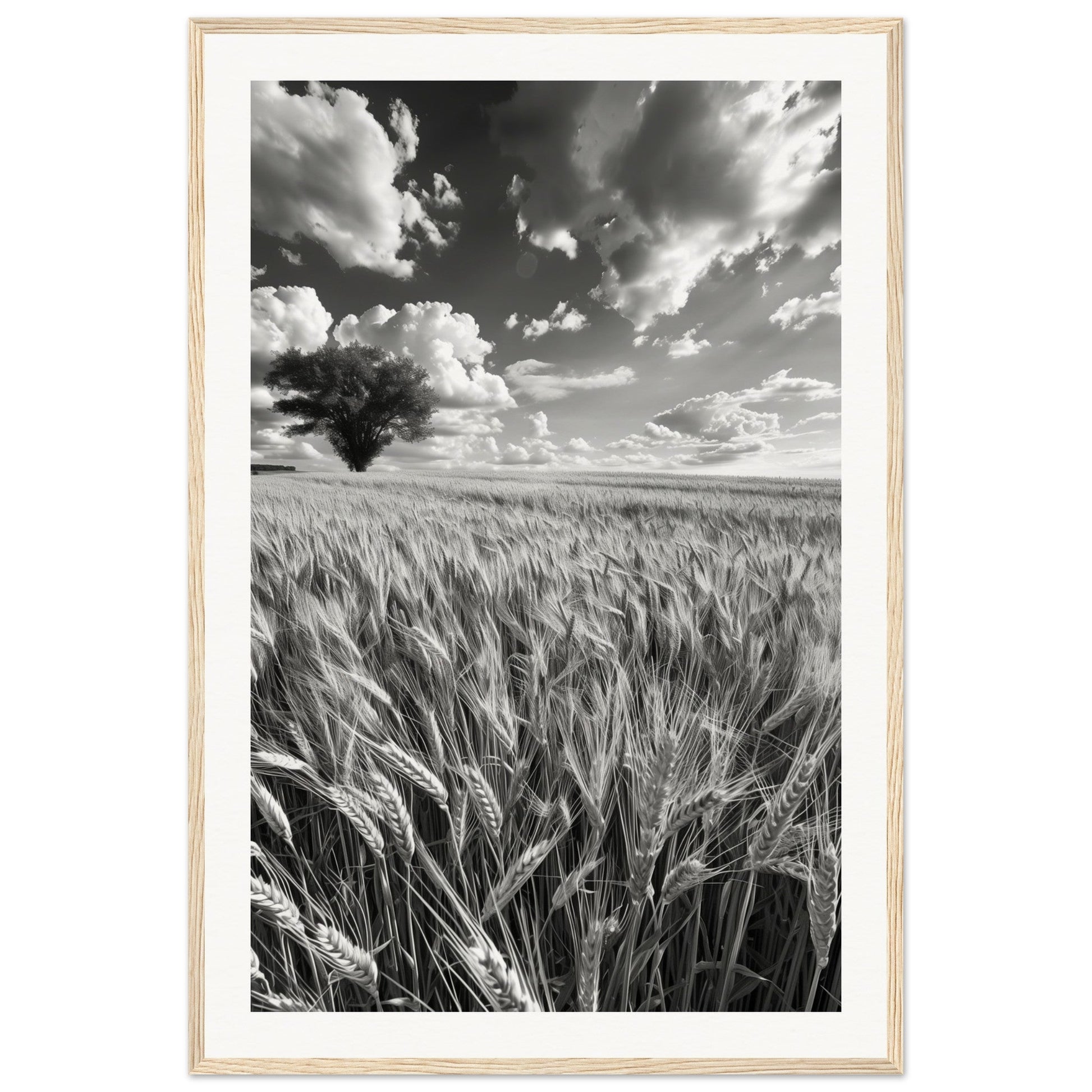 Poster Nature Noir et Blanc ( 60x90-cm-Bois-clair)