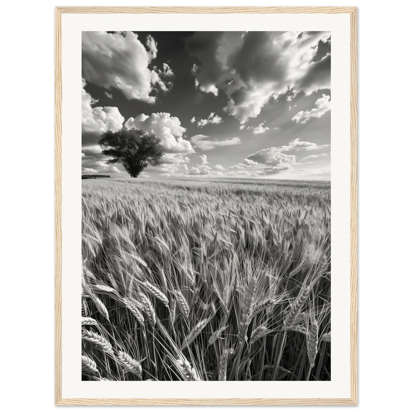 Poster Nature Noir et Blanc ( 60x80-cm-Bois-clair)