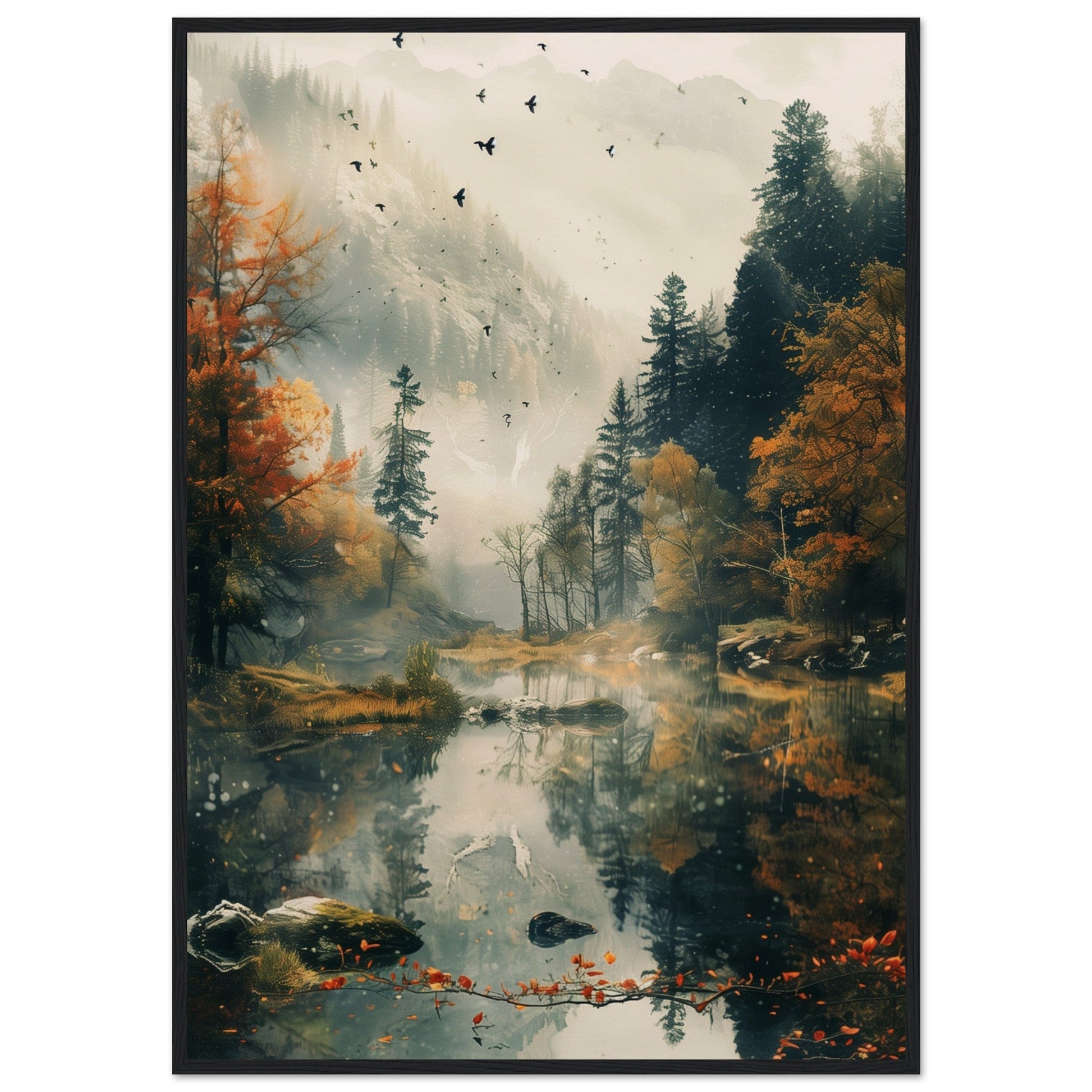 Poster Nature Paysage ( 70x100-cm-Bois-noir)