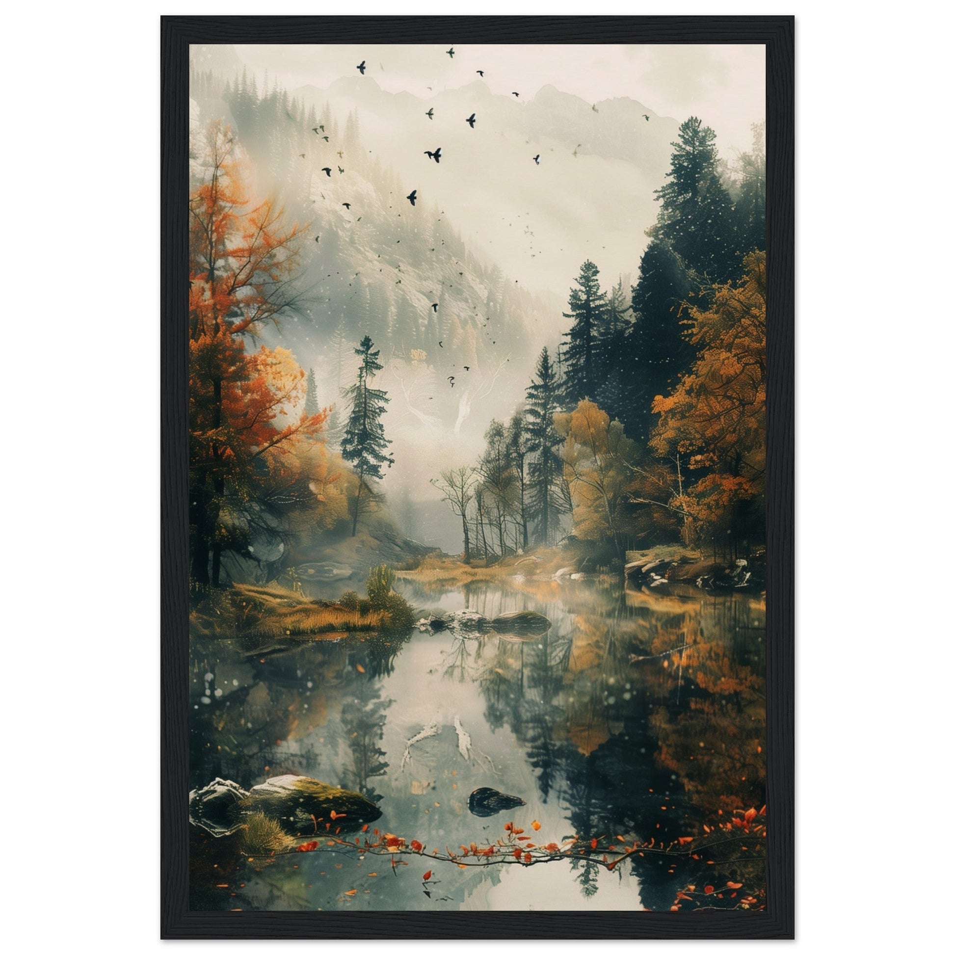 Poster Nature Paysage ( 30x45-cm-Bois-noir)