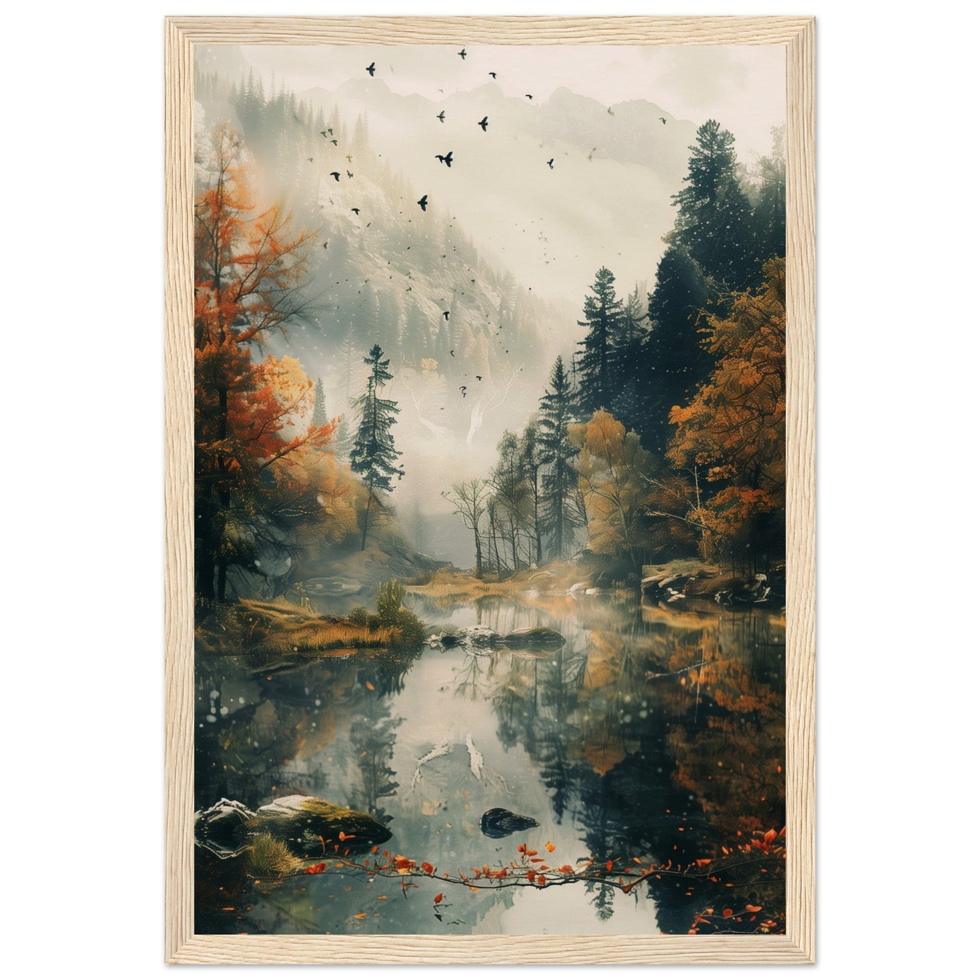 Poster Nature Paysage ( 30x45-cm-Bois-clair)