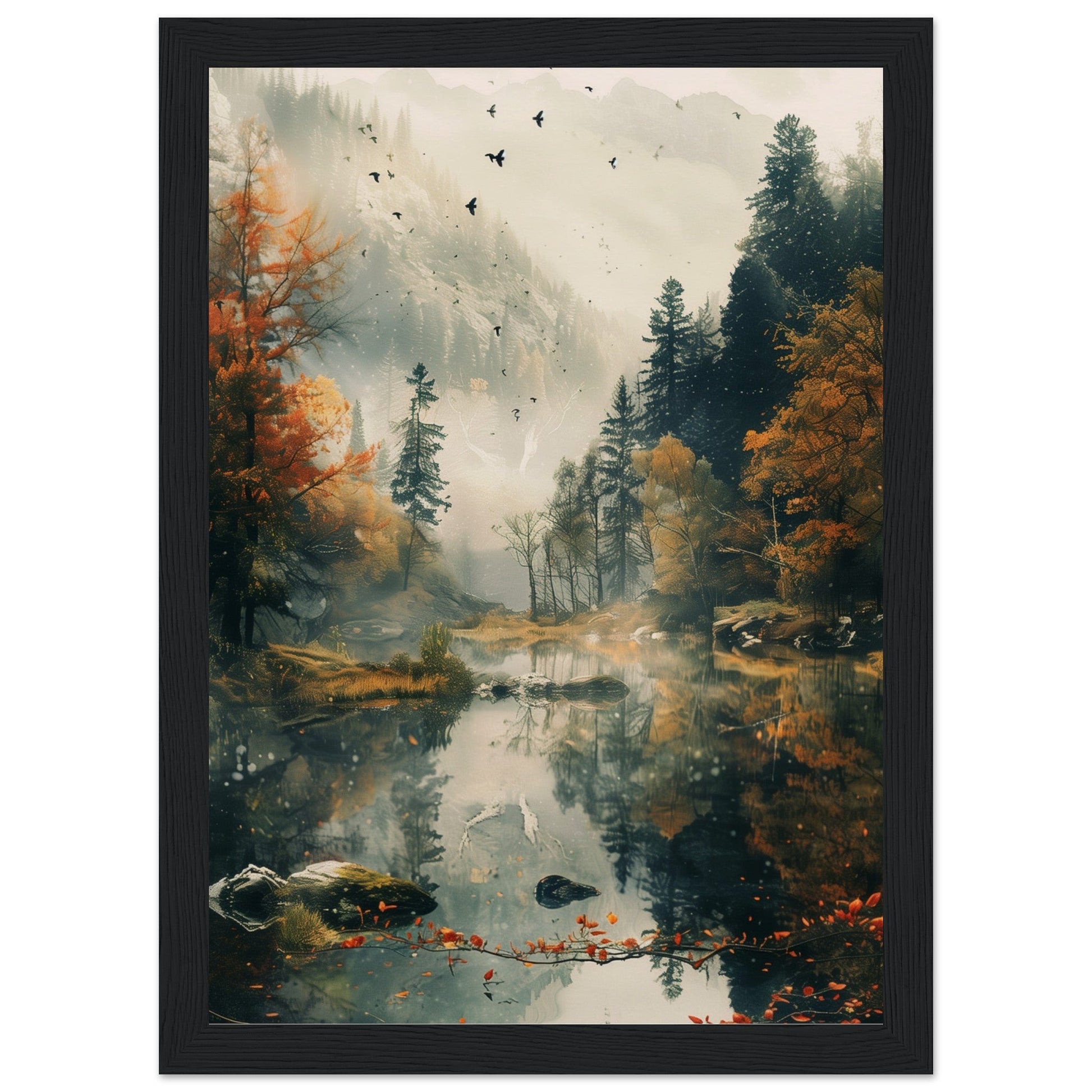 Poster Nature Paysage ( 21x29.7-cm-Bois-noir)