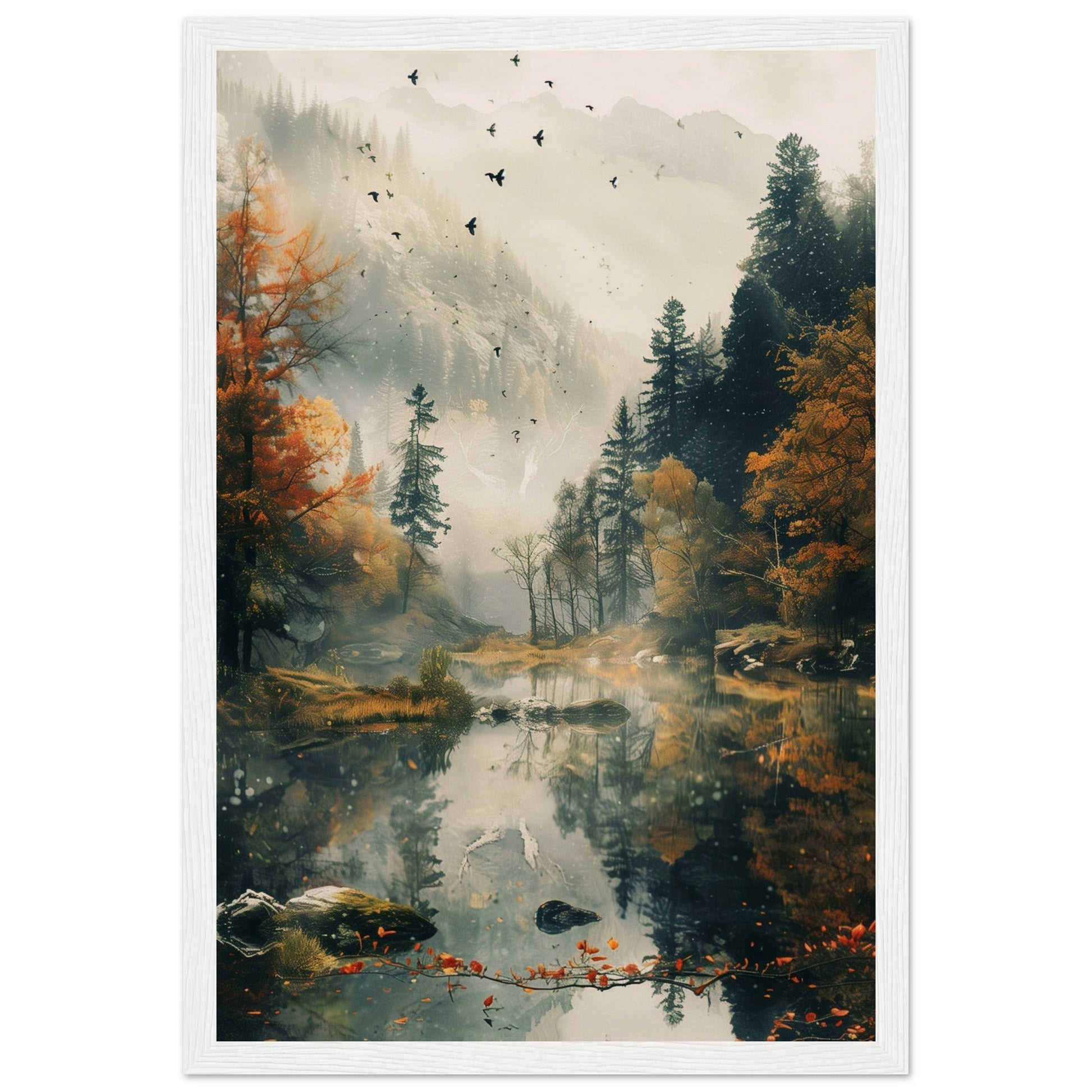 Poster Nature Paysage ( 30x45-cm-Bois-blanc)