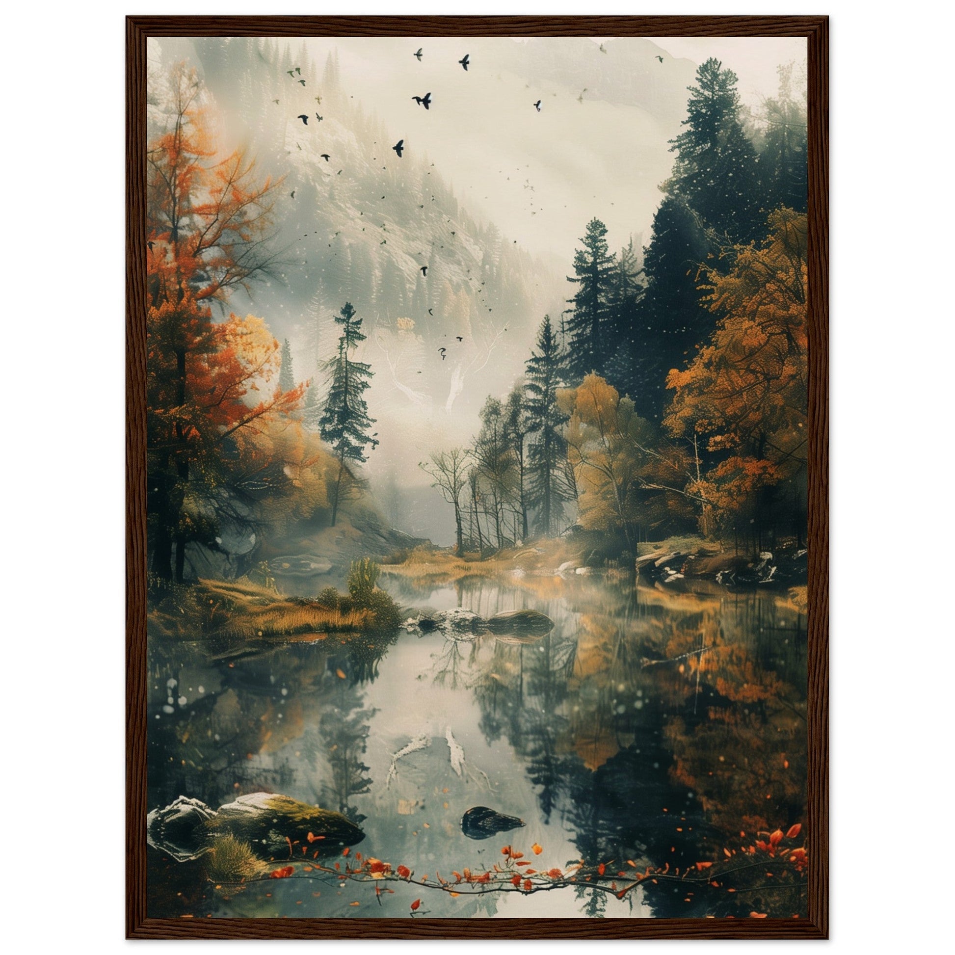 Poster Nature Paysage ( 45x60-cm-Bois-foncé)