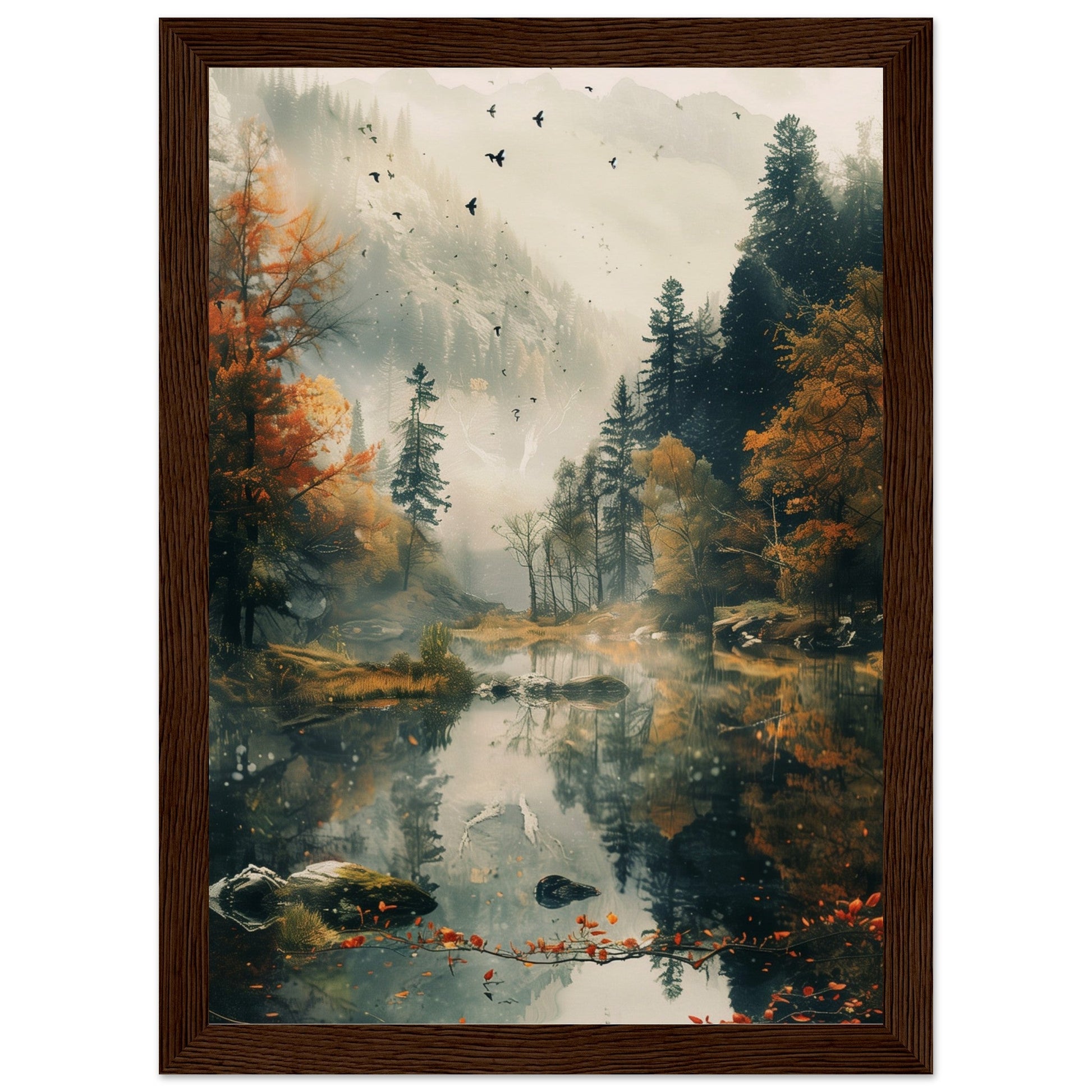 Poster Nature Paysage ( 21x29.7-cm-Bois-foncé)