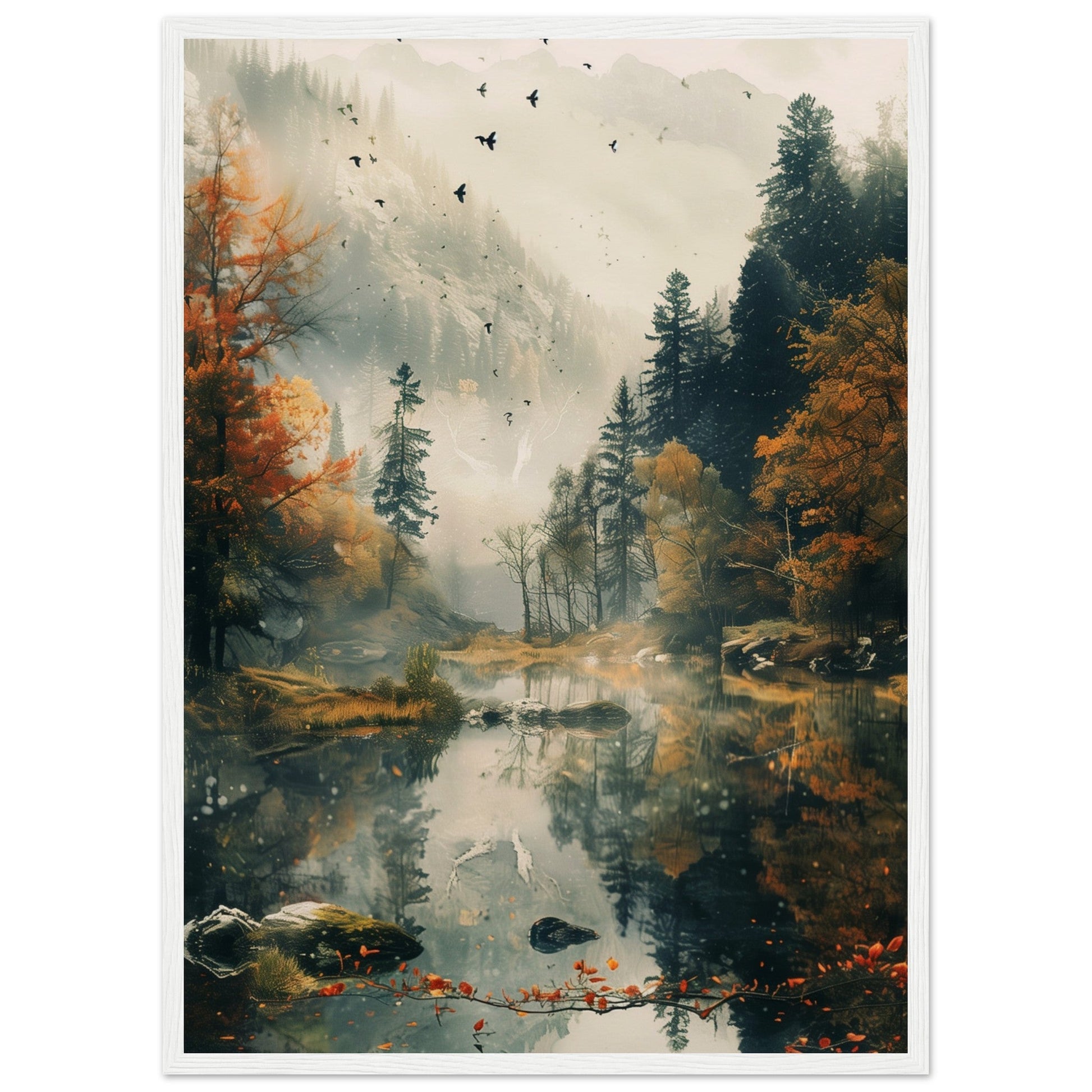 Poster Nature Paysage ( 50x70-cm-Bois-blanc)