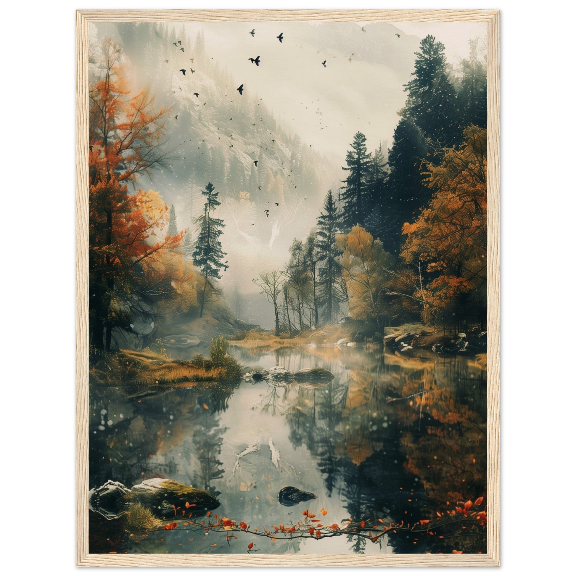 Poster Nature Paysage ( 45x60-cm-Bois-clair)