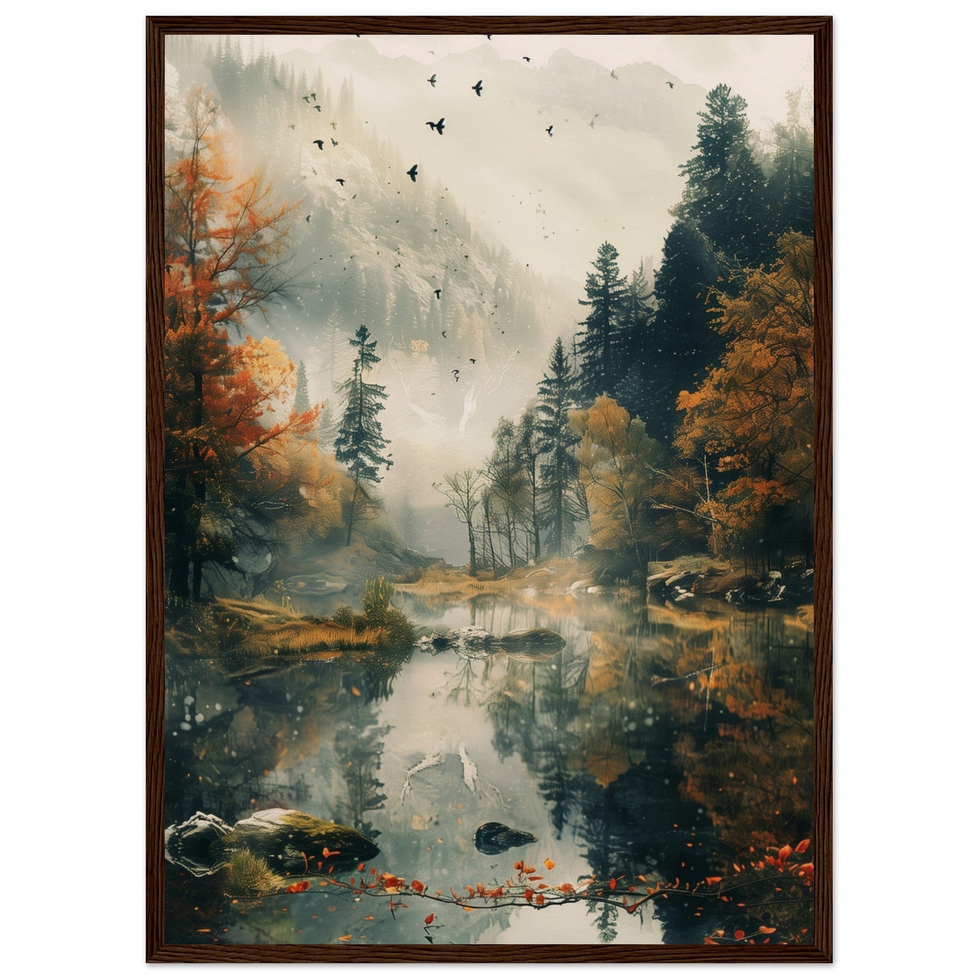 Poster Nature Paysage ( 50x70-cm-Bois-foncé)