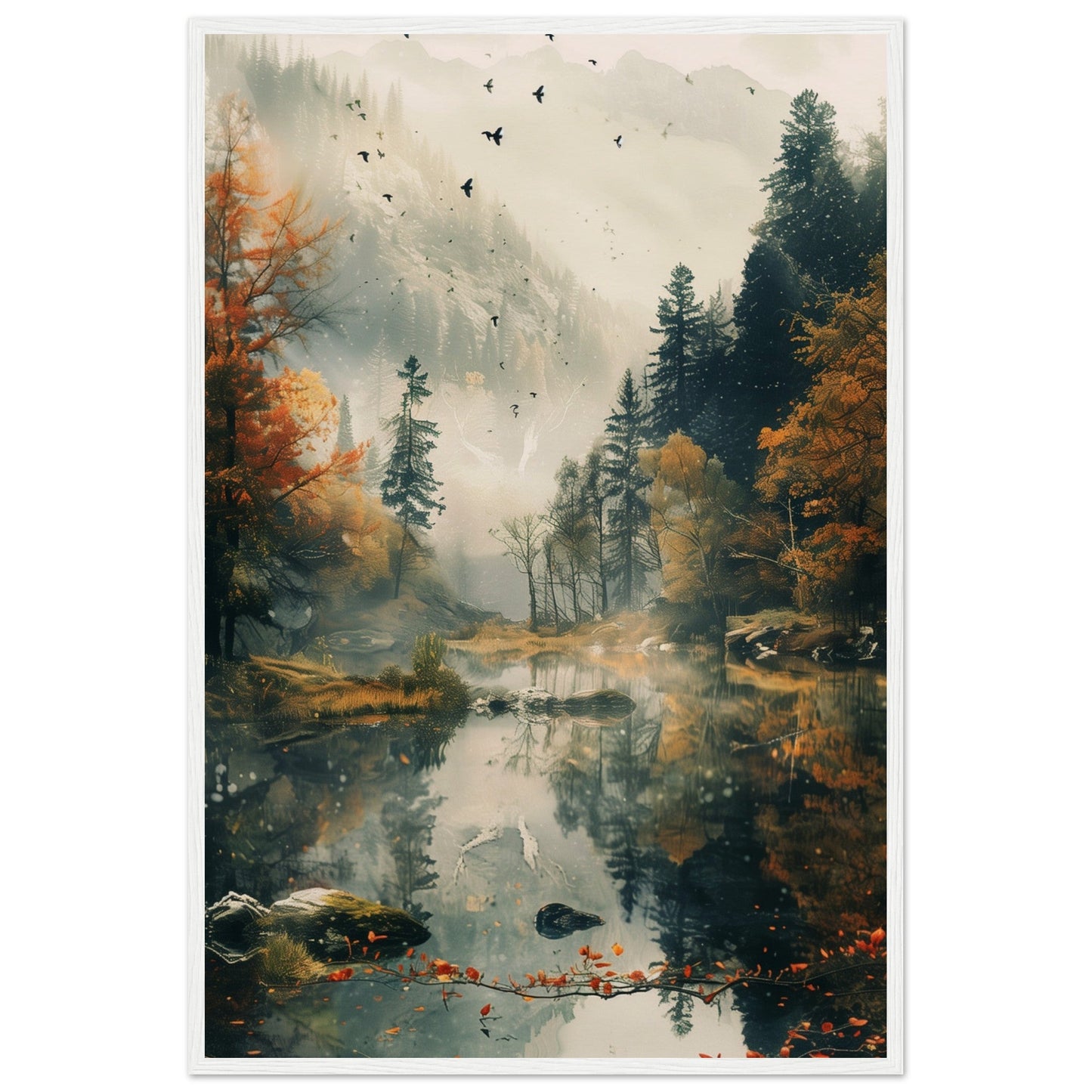 Poster Nature Paysage ( 60x90-cm-Bois-blanc)