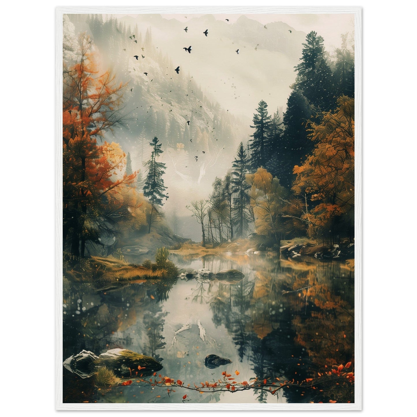 Poster Nature Paysage ( 60x80-cm-Bois-blanc)