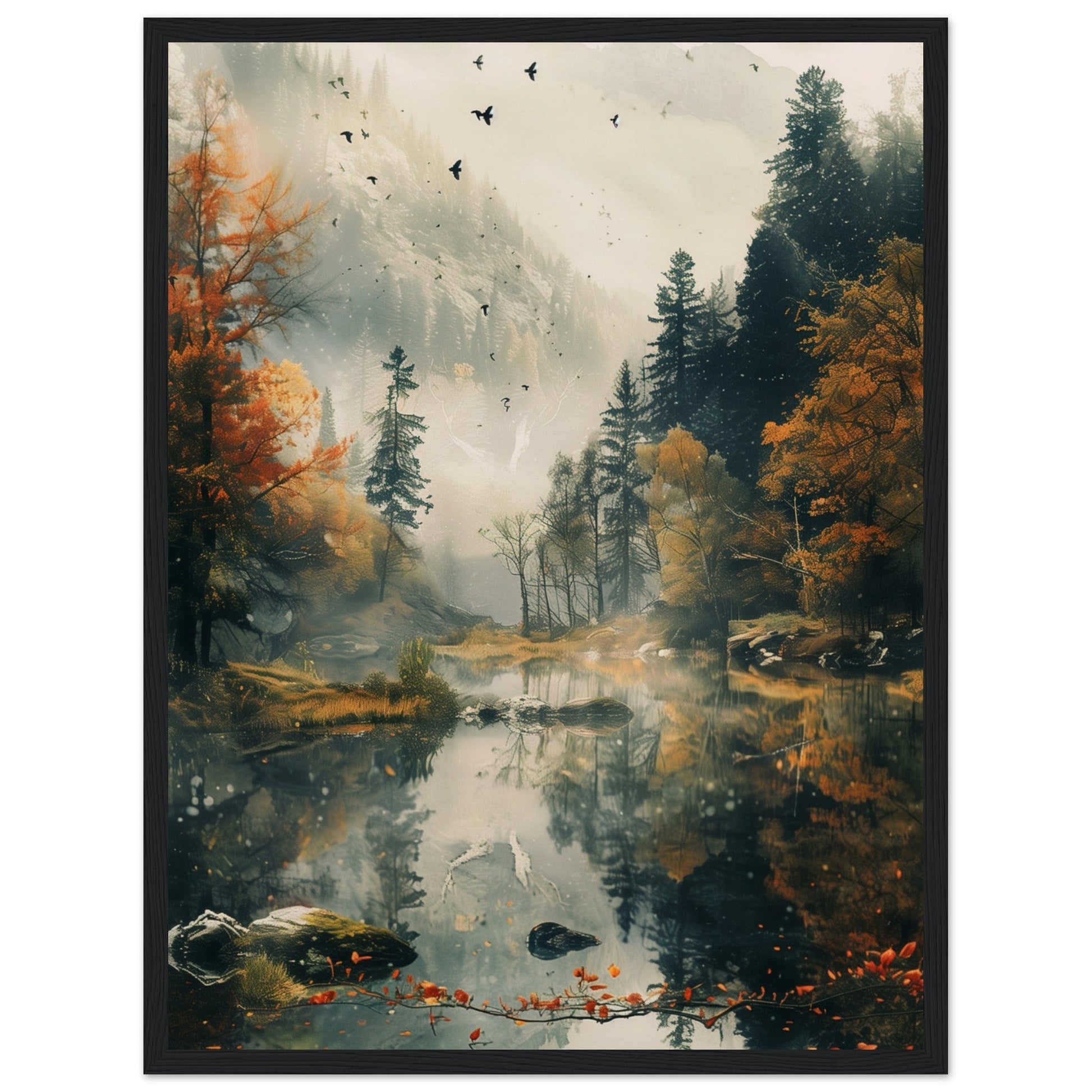 Poster Nature Paysage ( 45x60-cm-Bois-noir)