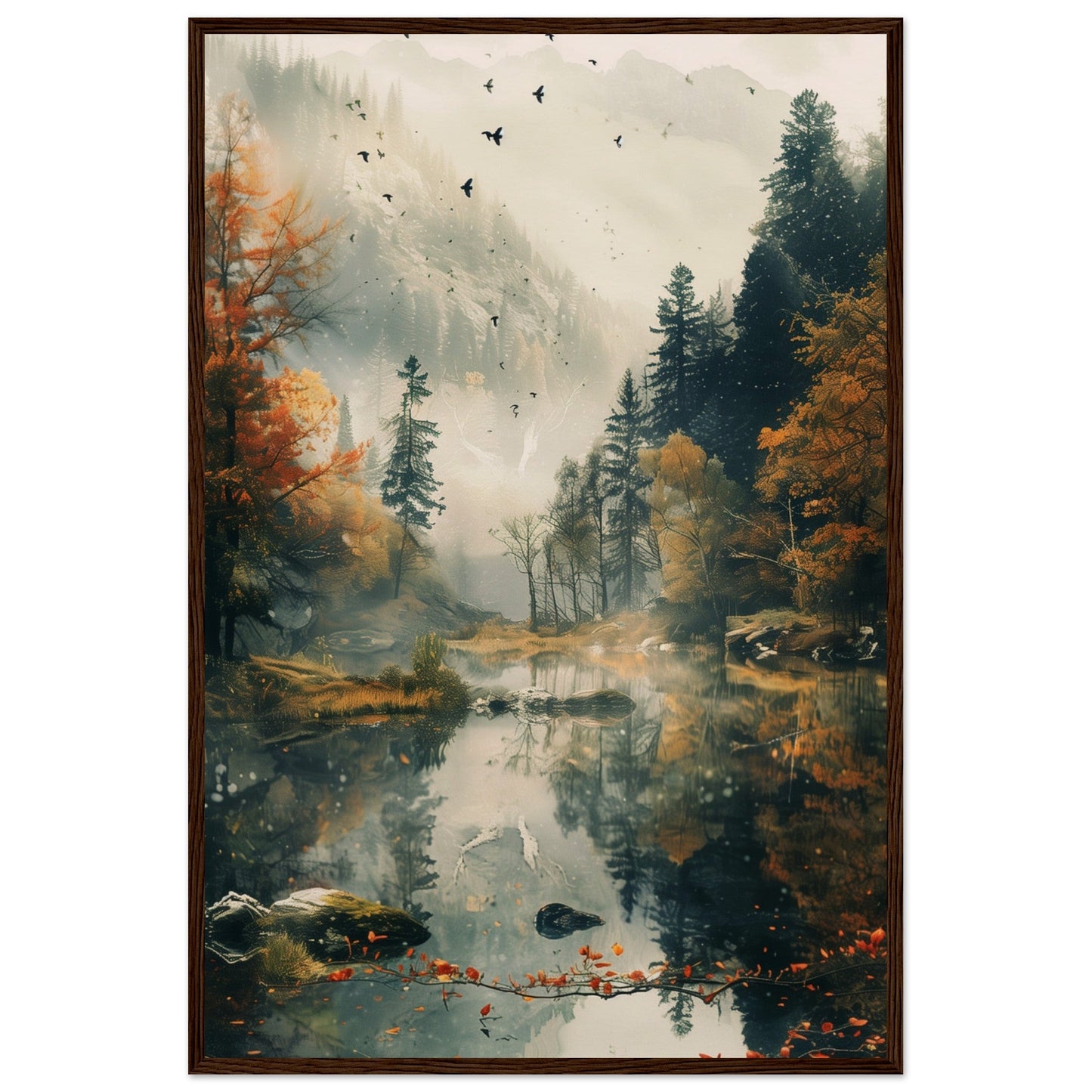 Poster Nature Paysage ( 60x90-cm-Bois-foncé)