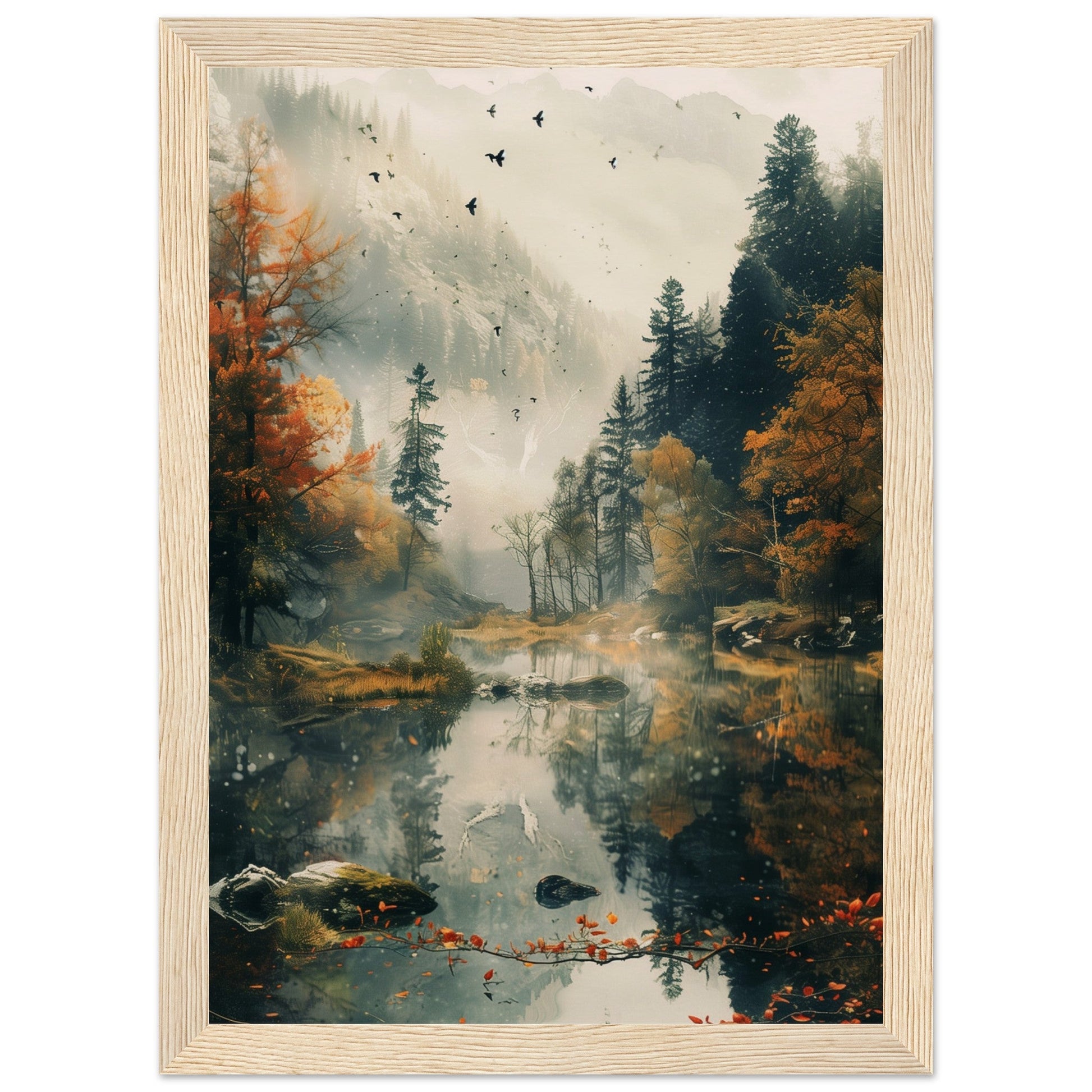 Poster Nature Paysage ( 21x29.7-cm-Bois-clair)