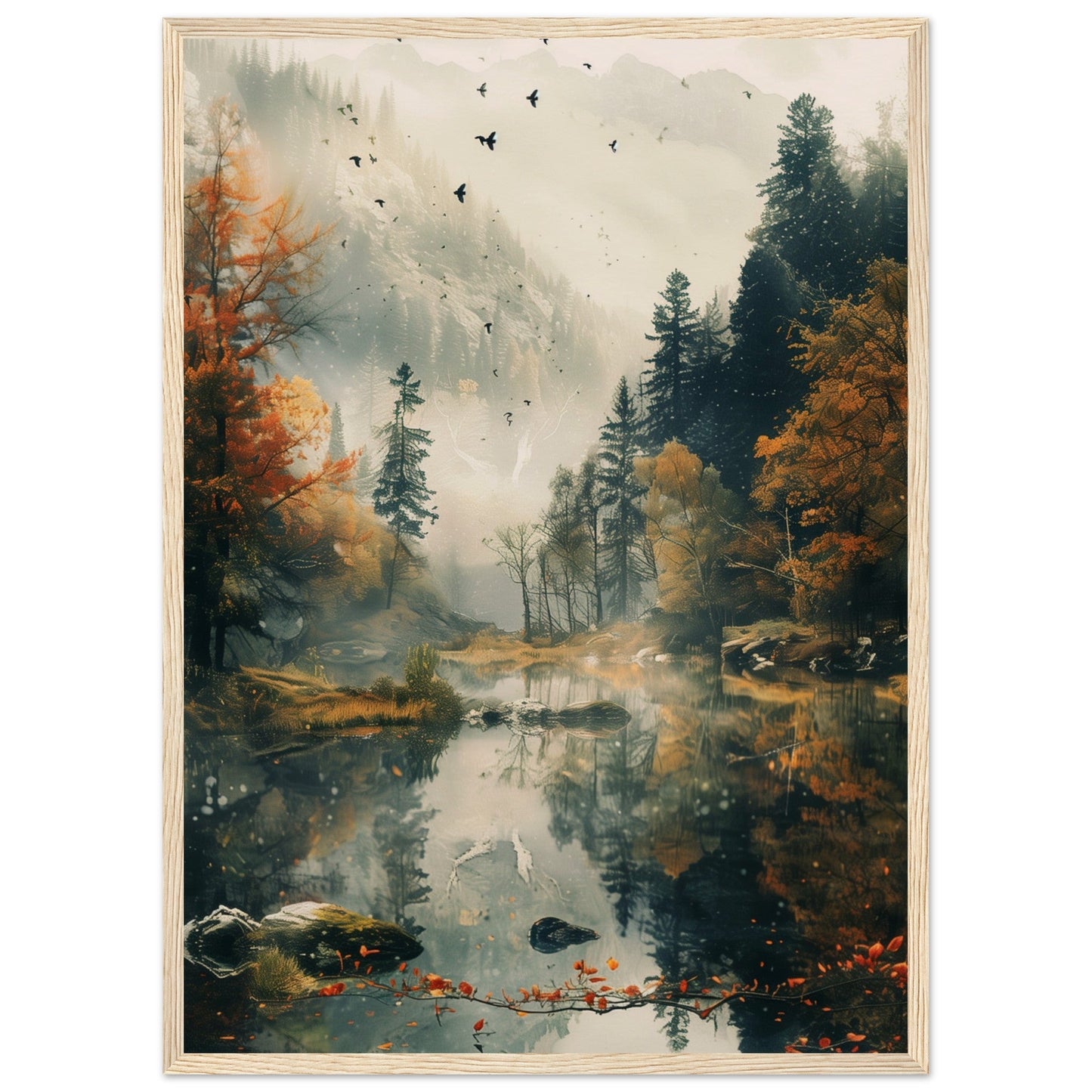 Poster Nature Paysage ( 50x70-cm-Bois-clair)